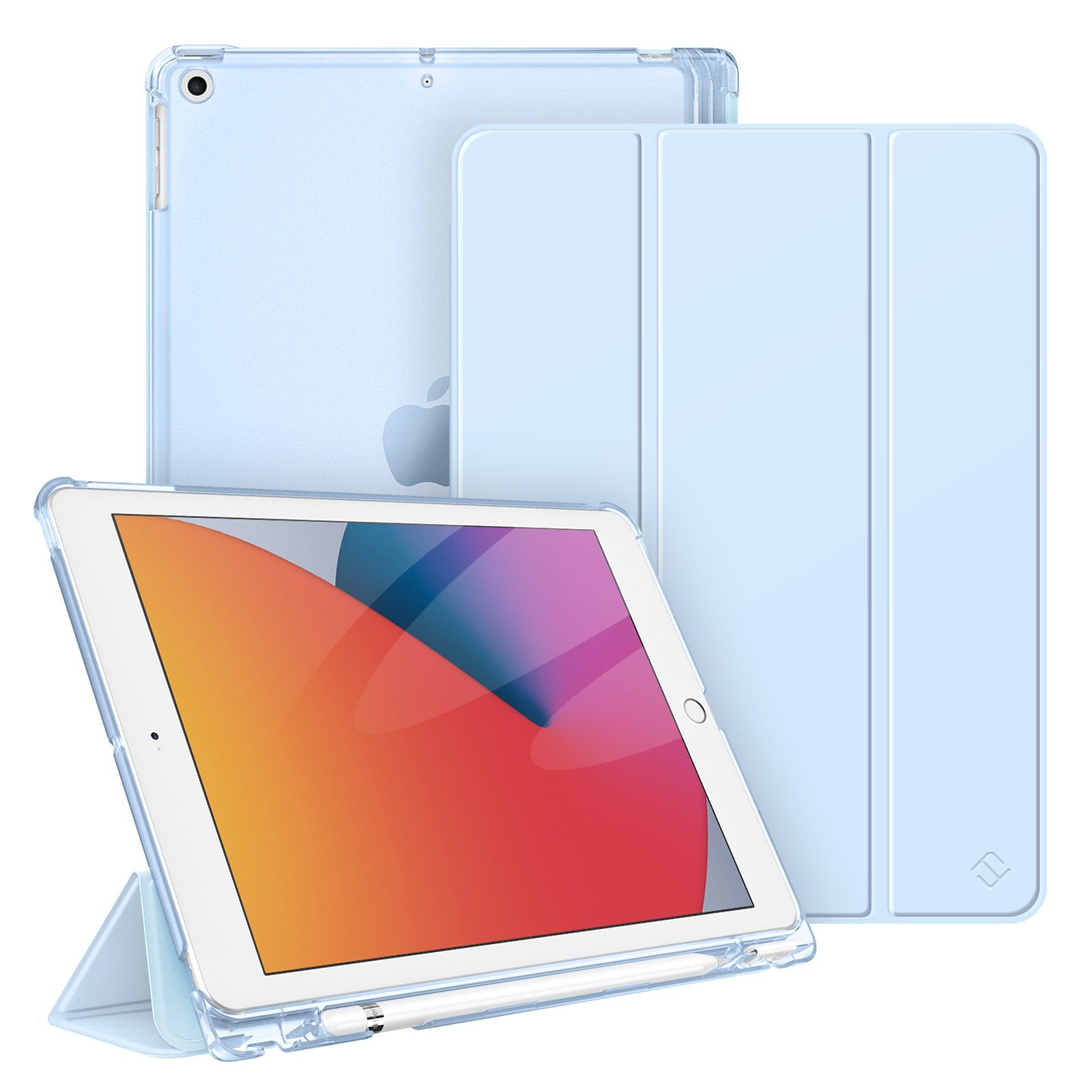 Fintie Tablet-Hülle für iPad 9. Gen 2021/8. Gen 2020/7. Gen 2019 10.2 Zoll mit Stifthalter, ultradünne leichte Case mit transparenter Rückseite & Auto Schlaf/Wach