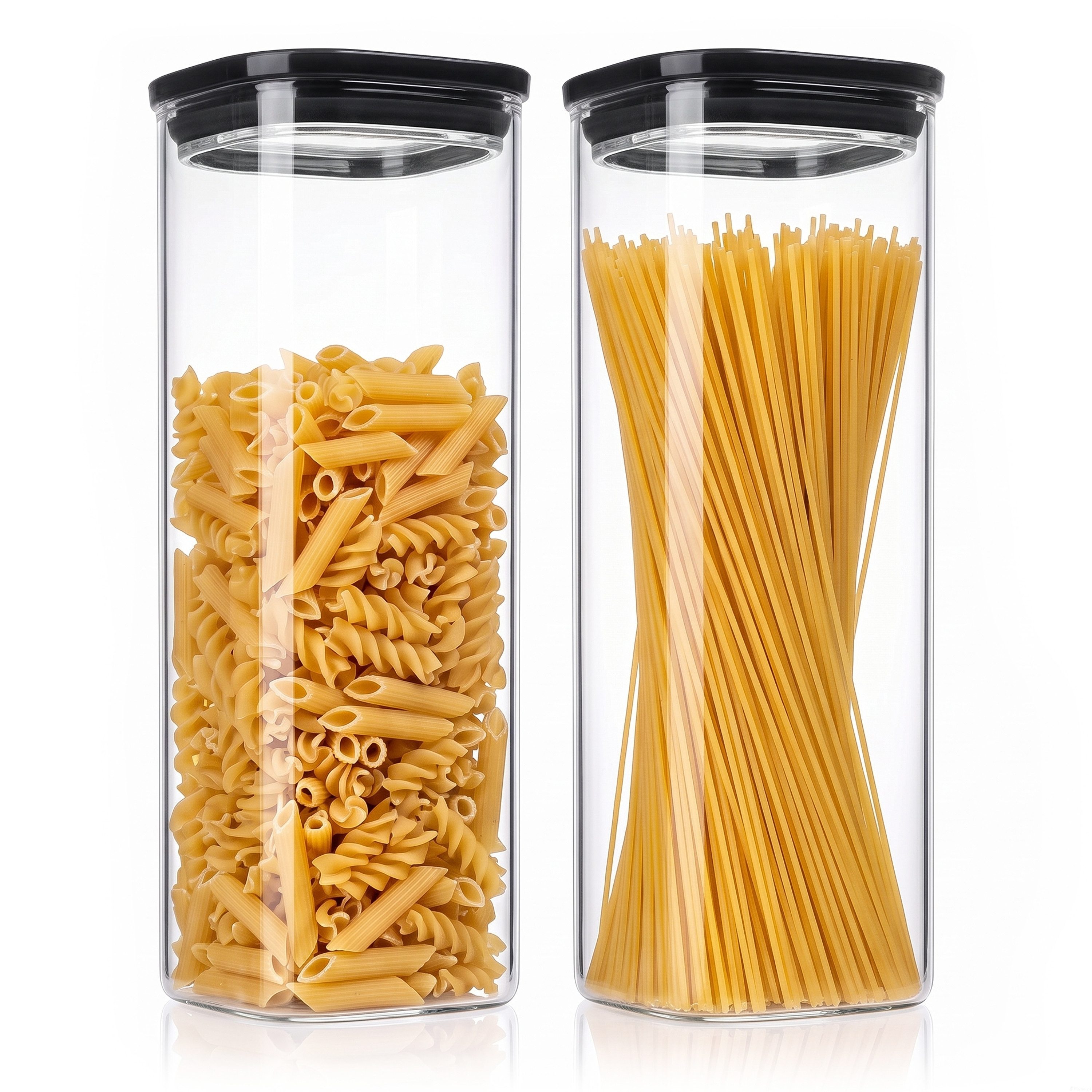 Arendo Vorratsglas eckig mit Glasdeckel und Silikondichtung, luftdicht, Borosilikatglas, (Packung, 2-tlg., 2 x 2350 ml), Glas gefrier-, mikrowellen- & spülmaschinenfest, -40 bis +400 °C