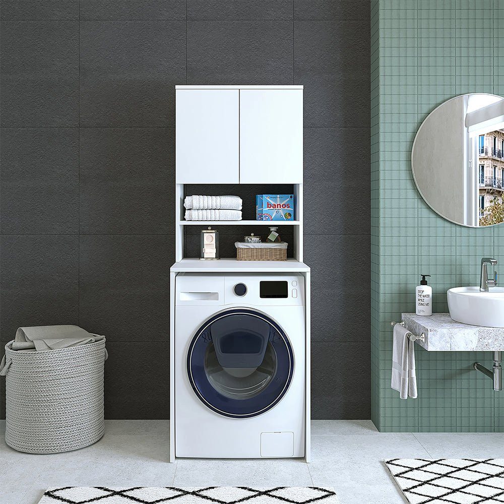 (Badezimmer Roomart Waschmaschinenumbauschrank Weiß weiß Waschmaschinenüberbau, Waschmaschinenschrank, Waschturm) |