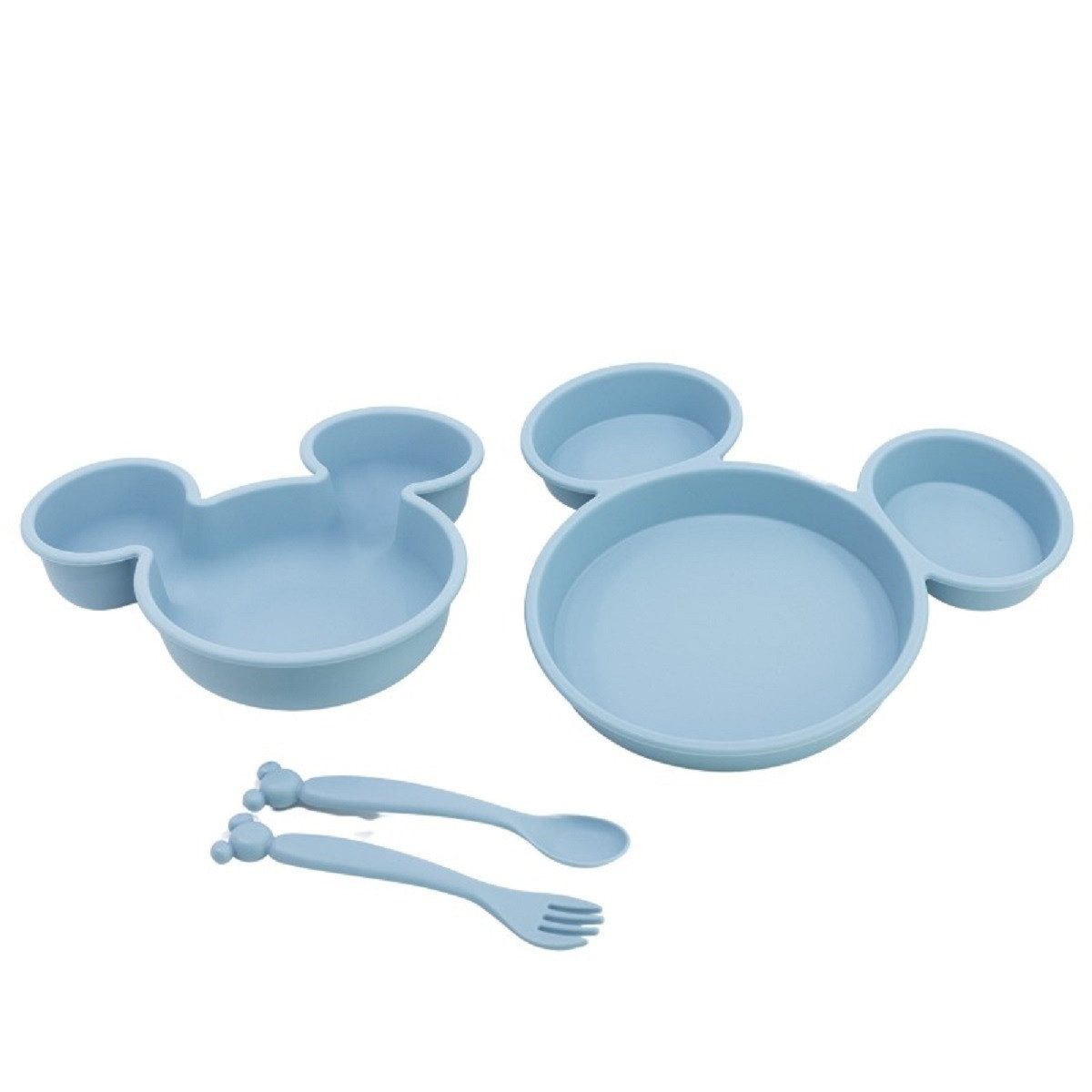 Disney Mickey Mouse Kindergeschirr-Set Kindergeschirr-Set 4-teilig – Teller, Schale & Besteck in Geschenkbox (4-tlg)