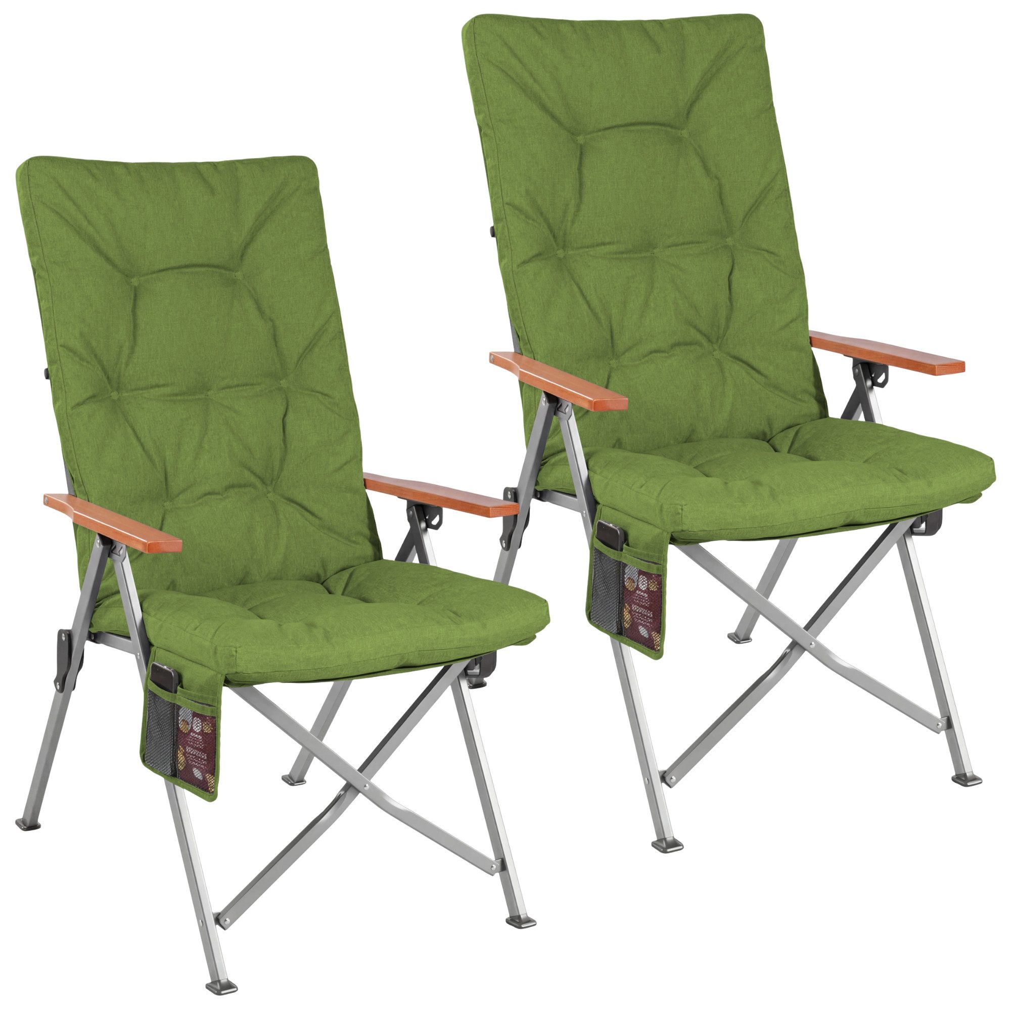 HOMECALL Campingstuhl Faltbar Hochlehner Luxus Klappstuhl mit 4,5cm Dicke Gepolstert (150kg Belastbar mit 4 Positionen Verstellbar Angelstuhl, 2 St), für Garten Balkon Wohnmobil