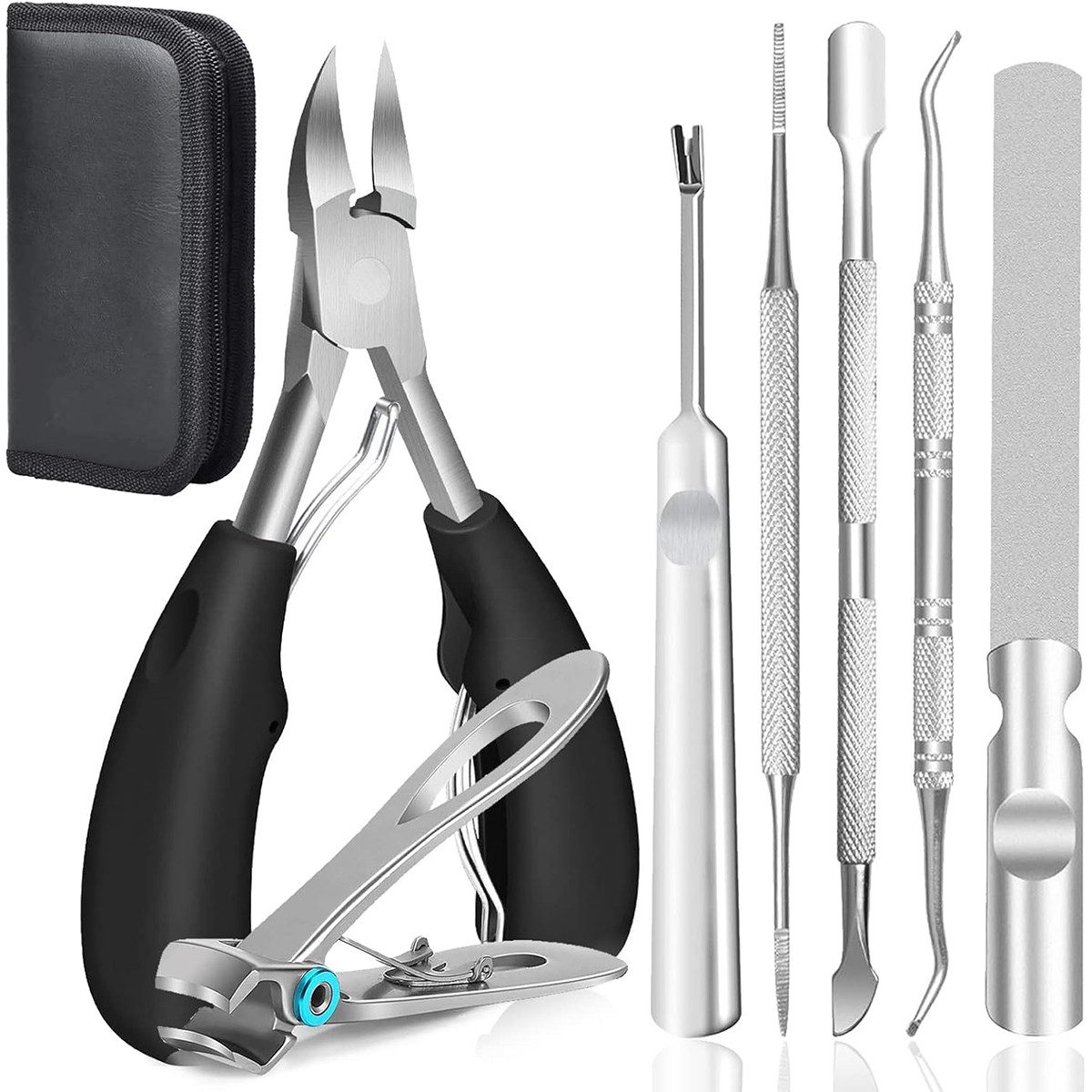 PFCTART Maniküre-Pediküre-Set 7er-Set Maniküre & Pediküre, Geeignet für dicke Nägel und eingewachsene Nägel Podologie Behandlung, Ultra scharfe gebogene Klingen aus Edelstahl