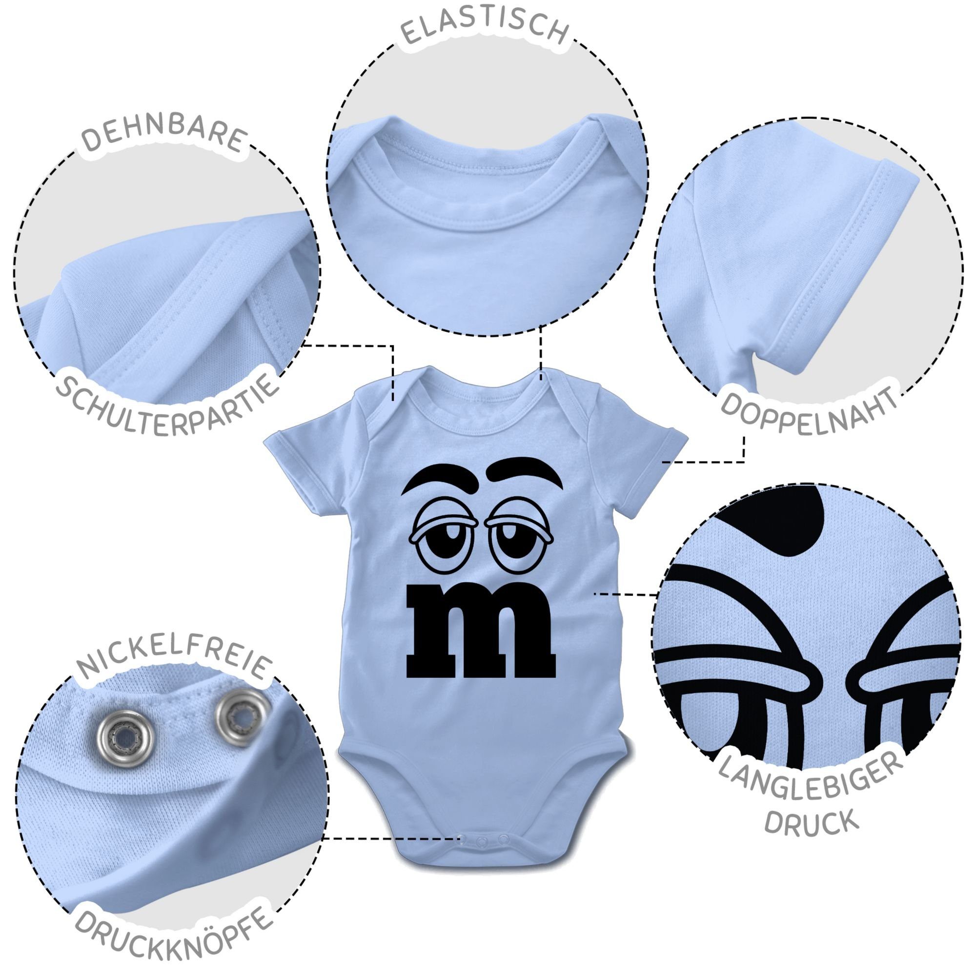 Shirtracer Babyblau & M Figuren Fasching Aufdruck M&M 2 Shirtbody Karneval und M