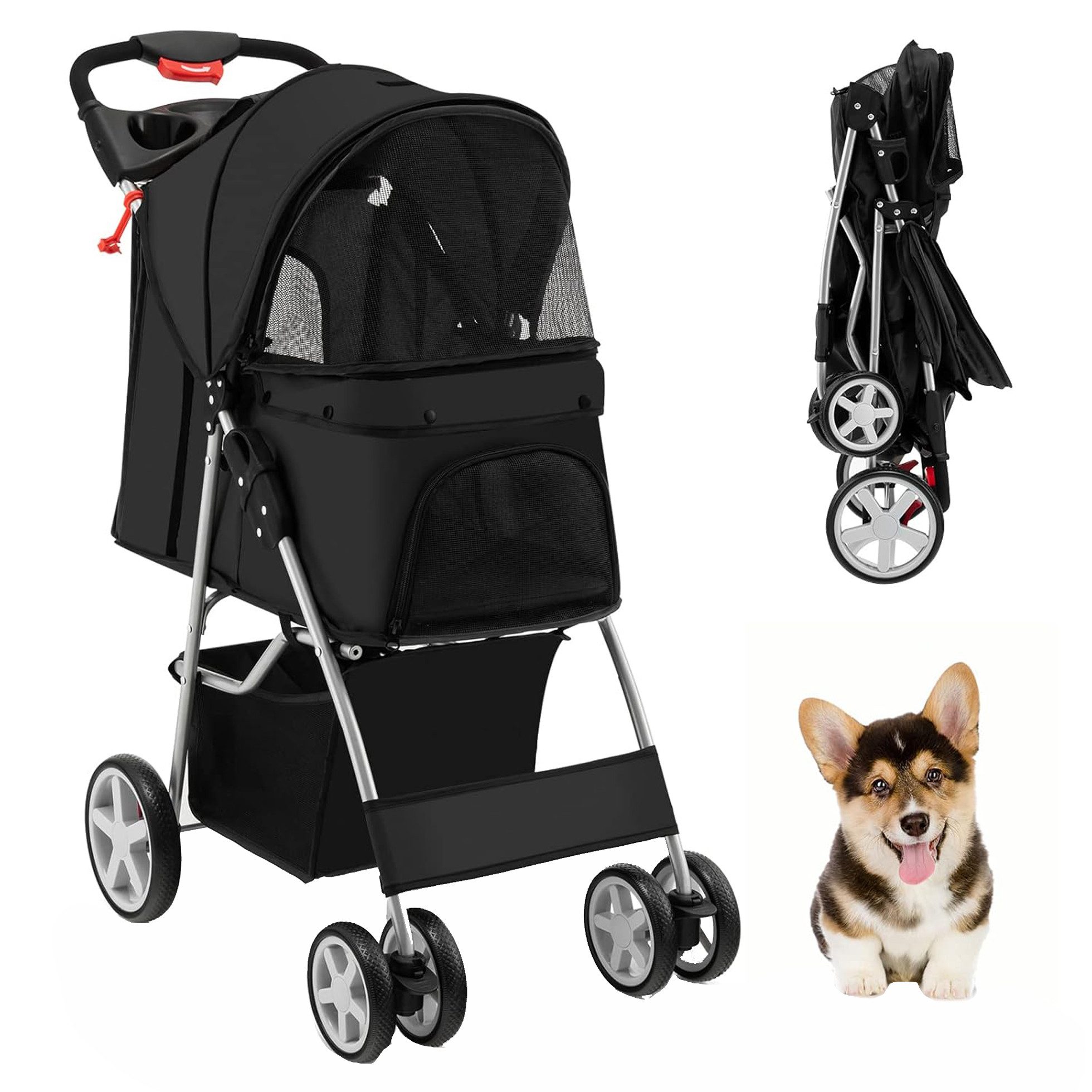 KOMFOTTEU Hundebuggy Fahrradhundeanhänger klappbar, mit Korb günstig online kaufen