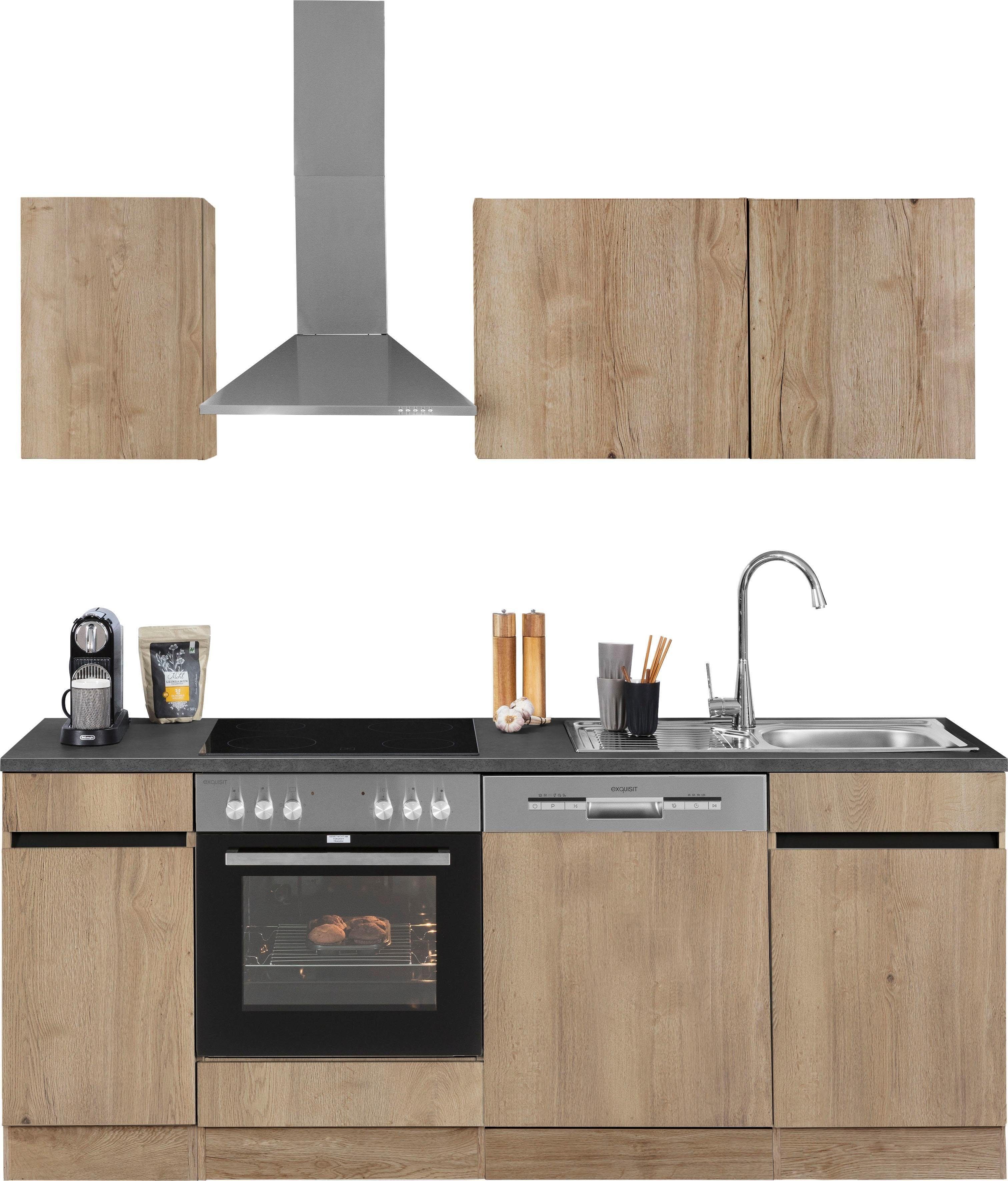 OPTIFIT Küchenzeile Roth, Breite 210 cm, wahlweise mit E-Geräten, Push-to-Open-Funktion