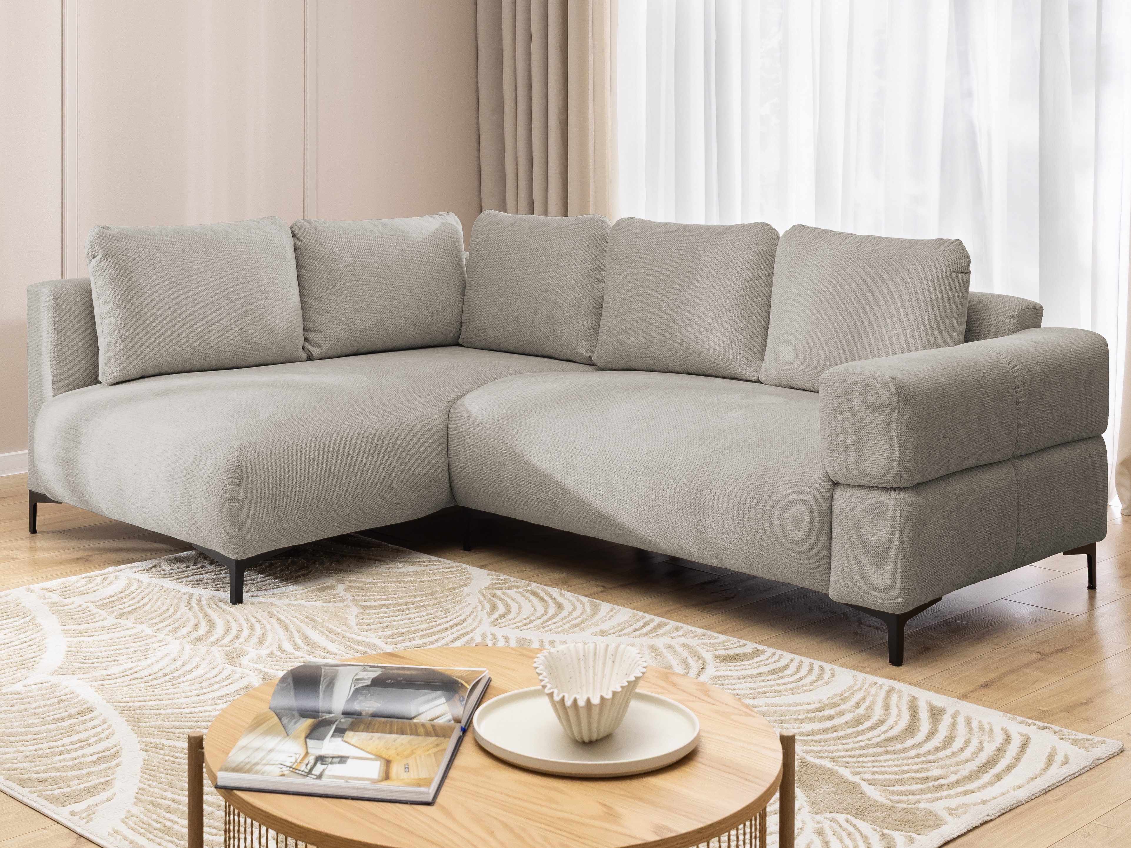S-Style Möbel Ecksofa Cardea in Bubble-Optik aus weichem Strukturstoff mit hohem Sitzkomfort, mit Wellenfederung