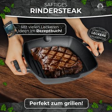 Kaisertal Steakpfanne KAISERTAL Grillpfanne 27cm Induktionsgeeignet inkl. Rezepte & Bürste