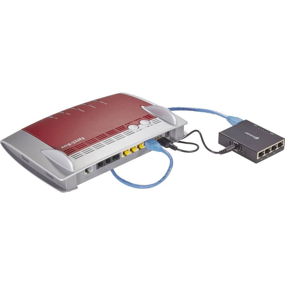 Renkforce 4 Port Gigabit mini Netzwerk-Switch (USB-Stromversorgung) Metall-Switch mit