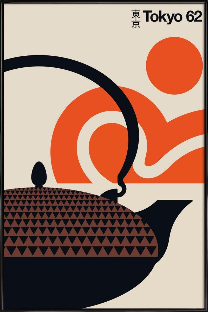Juniqe Poster Poster mit Kunststoffrahmen, Bo Lundberg (1 St), Fine-Art-Print in Galeriequalität mit einem 1 cm breiten, weißen Rand Orange & Schwarz