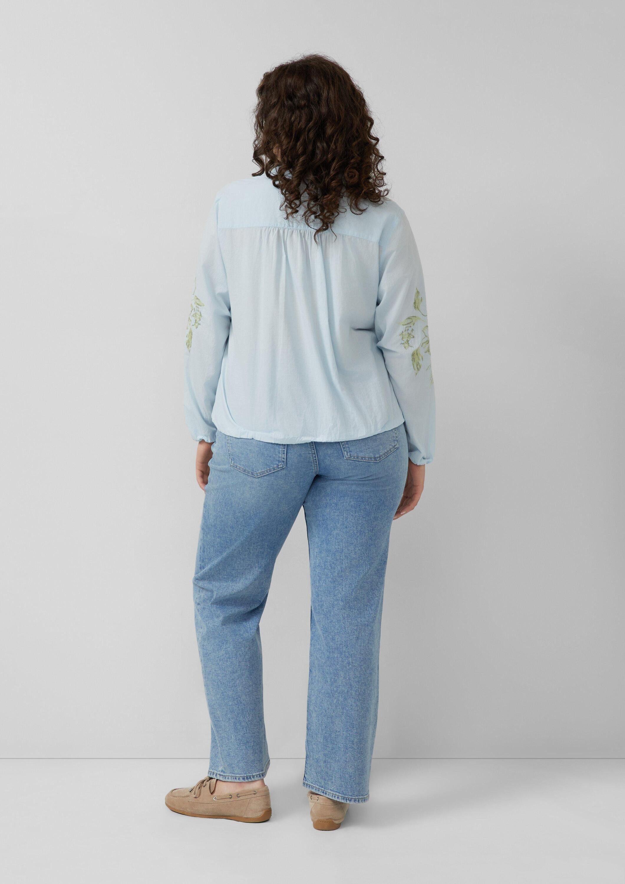 s.Oliver Langarmbluse Bluse Baumwollbluse im O-Shape mit Stickerei