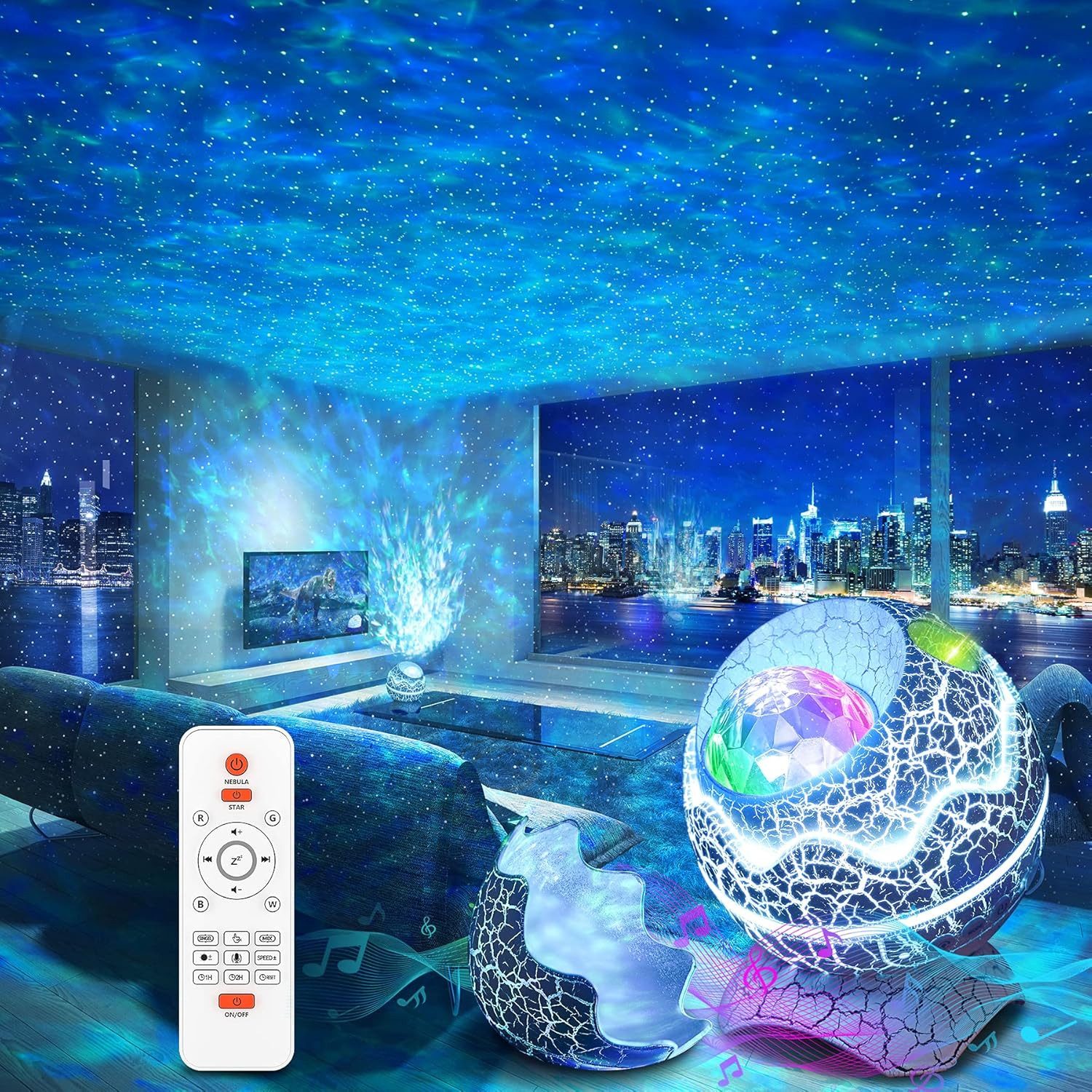 LED-Sternenhimmel Sternenhimmel Projektor mit Musikplayer Nachtlicht Aurora Effekt