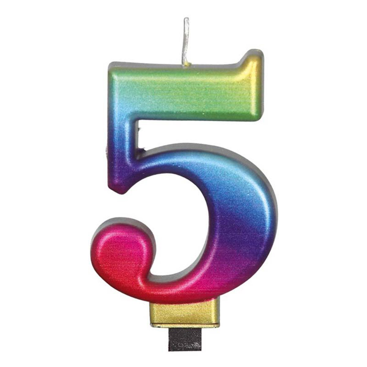 Fiestas Guirca Geburtstagskerze Zahlenkerze 5 Regenbogen