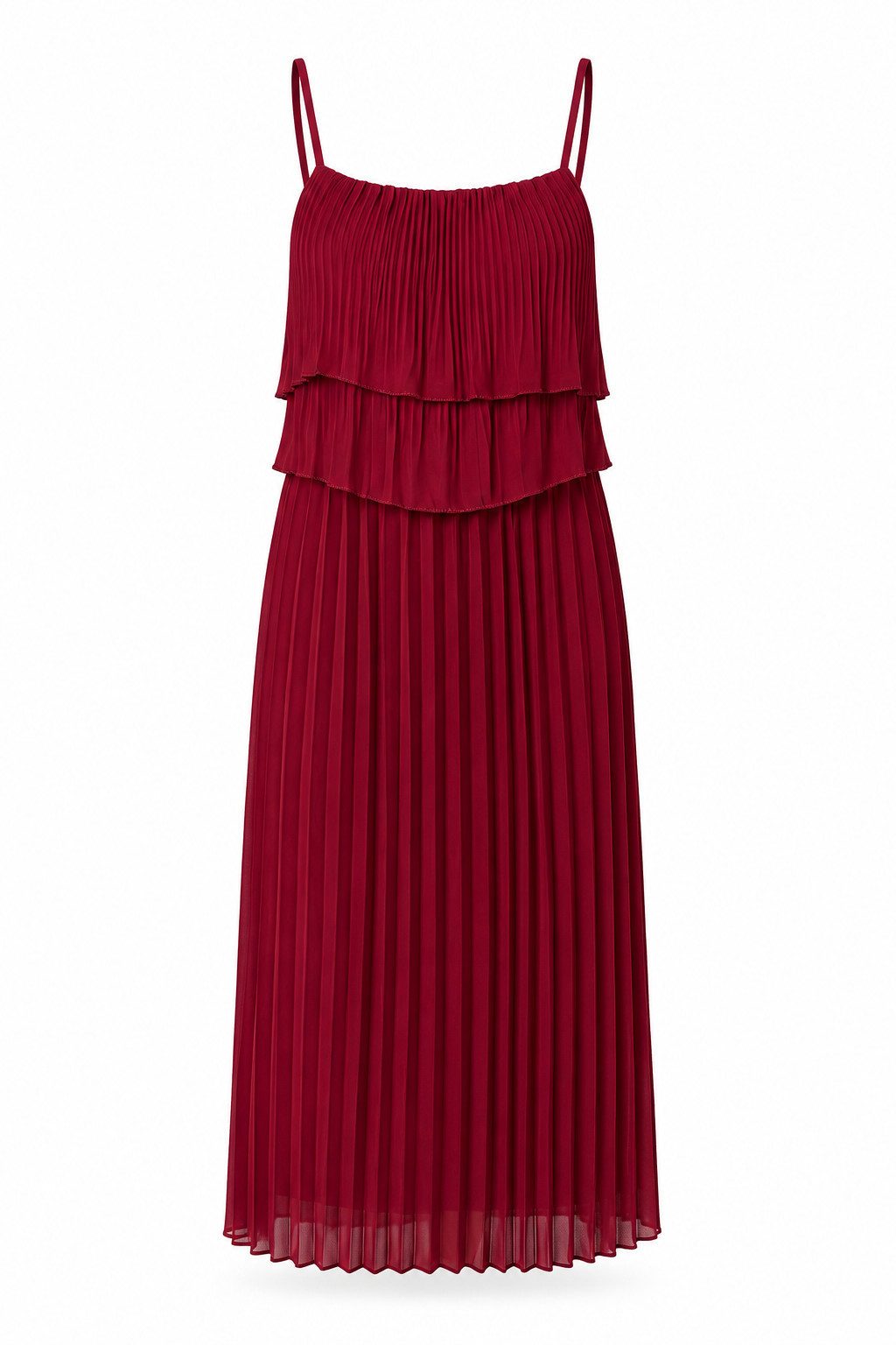 ITALY VIBES Plisseekleid - Maxi-Kleid Damen - langes Abendkleid mit Spaghettiträgern ONE SIZE - passend für Größen S-L
