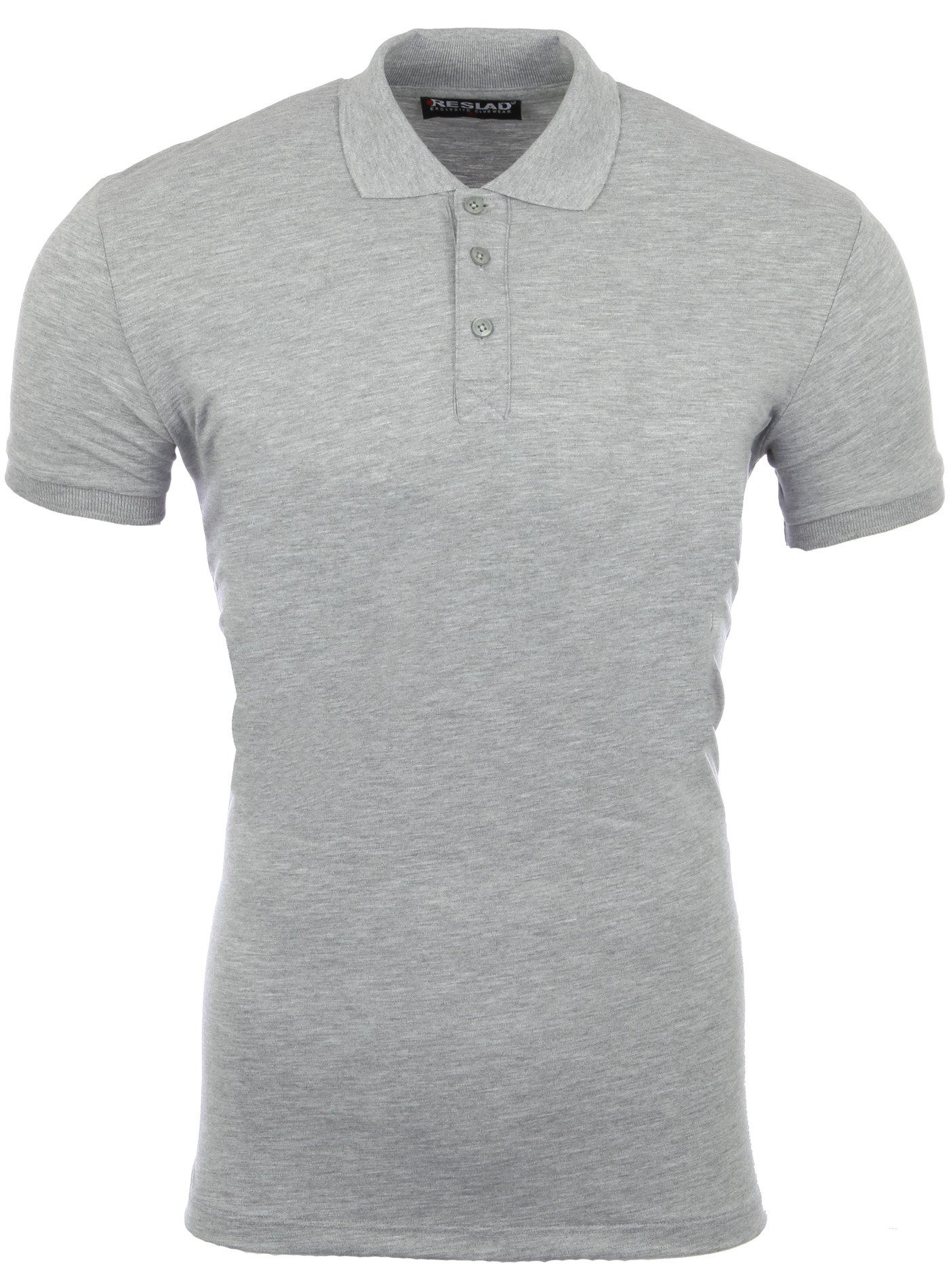 Poloshirt grau RS-509 Poloshirt (1-tlg) Fit Polo-Hemd Herren Reslad Fit Basic Slim Pique Polo-Shirt Kurzarm Reslad Slim