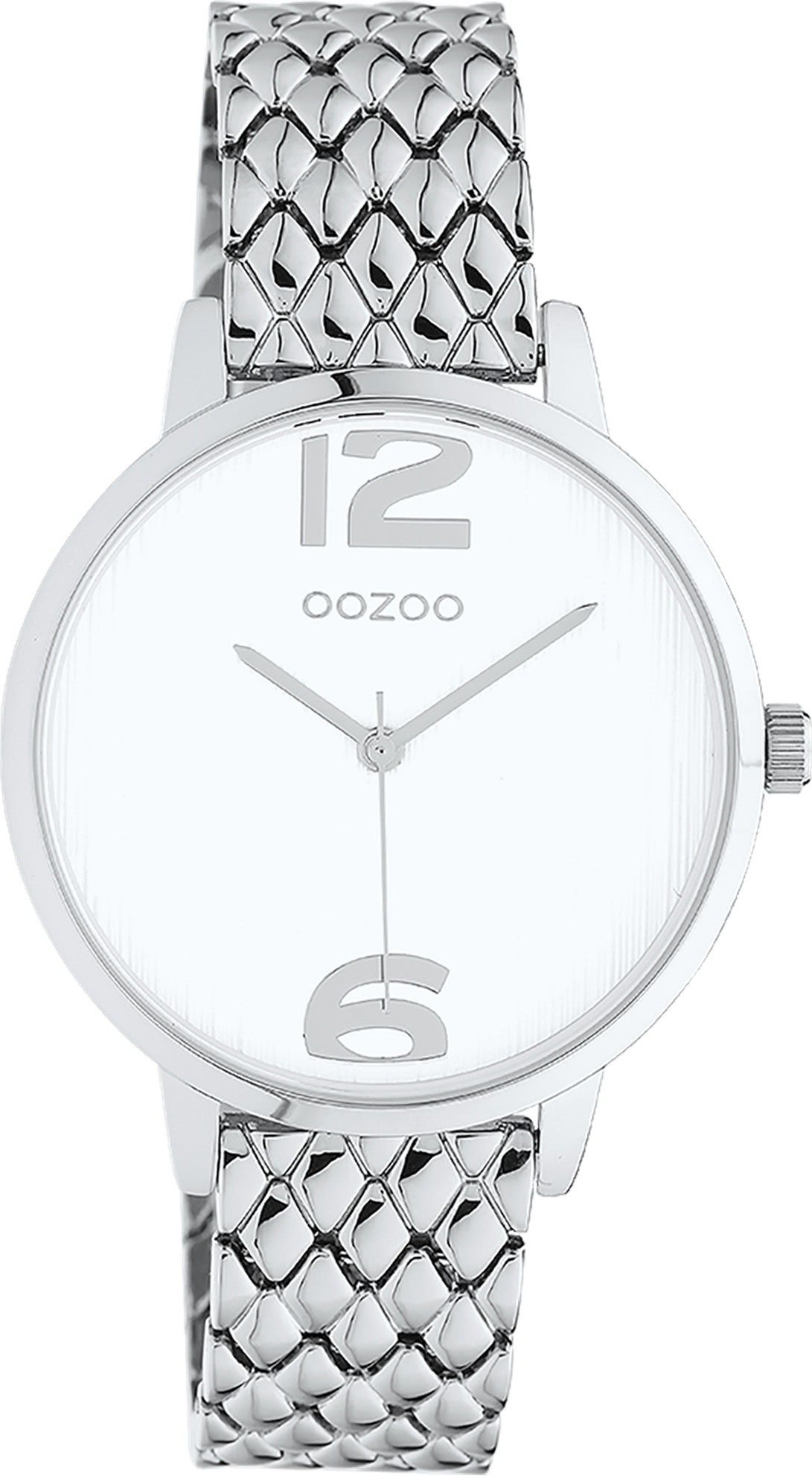 OOZOO Quarzuhr Oozoo Unisex Armbanduhr silber Analog, Damen, Herrenuhr rund, (ca. 38mm) Edelstahlarmband, Elegant-Style