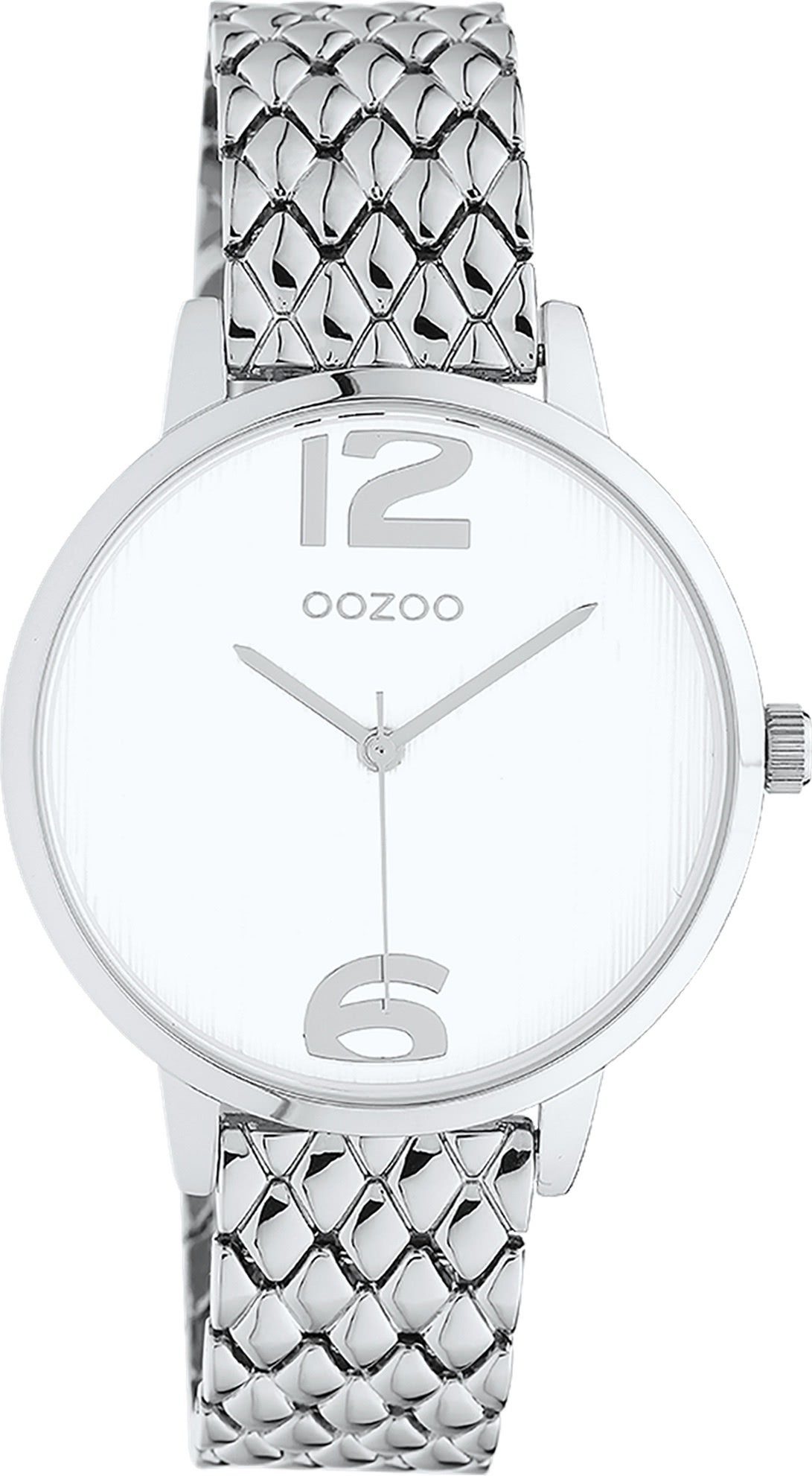 OOZOO Quarzuhr Oozoo Unisex Armbanduhr silber Analog, Damen, Herrenuhr  rund, (ca. 38mm) Edelstahlarmband, Elegant-Style