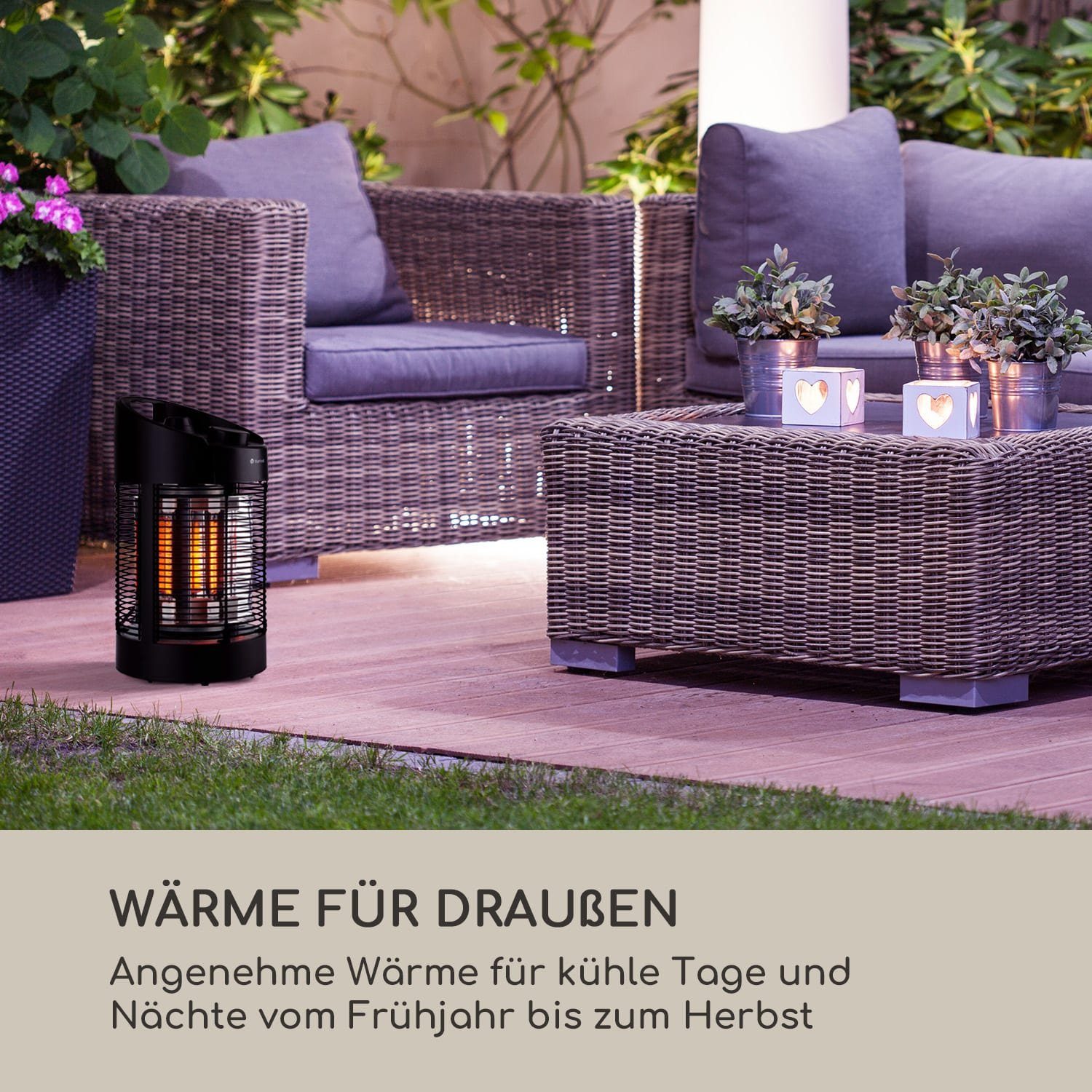 blumfeldt Terrassenstrahler Heat Guru 360 Mini, Infrarot Heizstrahler Terrasse elektrisch Infrarotheizung Standgerät