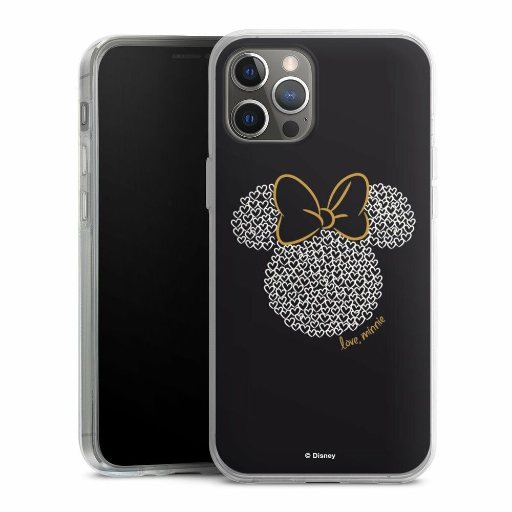 DeinDesign Handyhülle Minnie Mouse Disney Muster Minnie Black and White, Apple iPhone 12 Pro Max Silikon Hülle Bumper Case Handy Schutzhülle