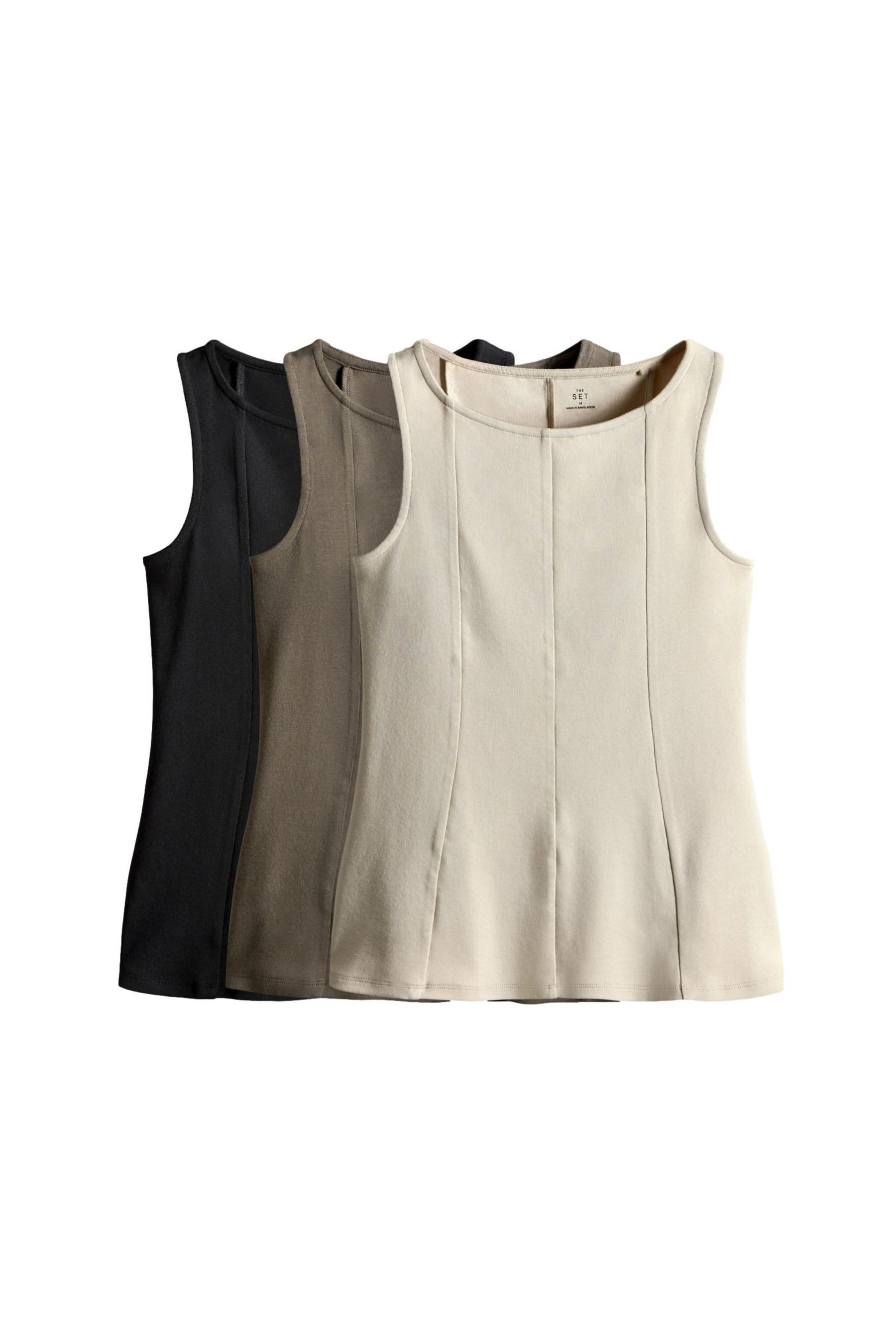 The Set Schößchenshirt The Set ärmellose Schößchenoberteile, 3er-Pack (3-tlg)