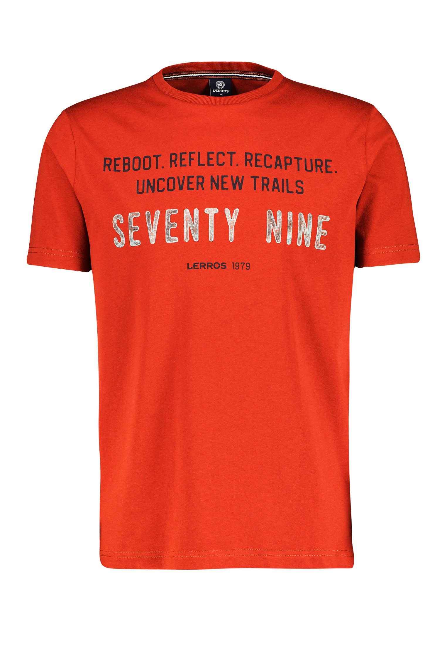 LERROS T-Shirt LERROS T-Shirt mit Brustprint *Seventy Nine* RUSTY RED