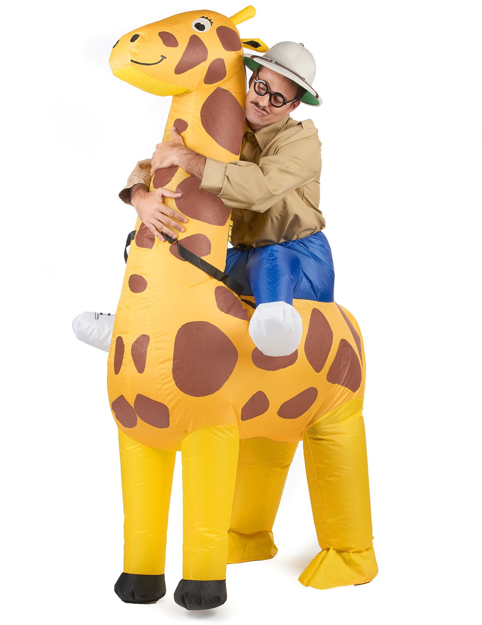 JADEO Partyanzug Aufblasbare Giraffe Carry-Me-Kostüm gelb-braun-blau