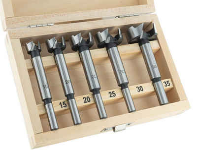 ENT European Norm Tools Holzbohrer »25100 5-tlg. Forstnerbohrer Set«, (Holzbohrer-Set, in Holzbox), Ø 15, 20, 25, 30 und 35 mm - Werkzeugstahl