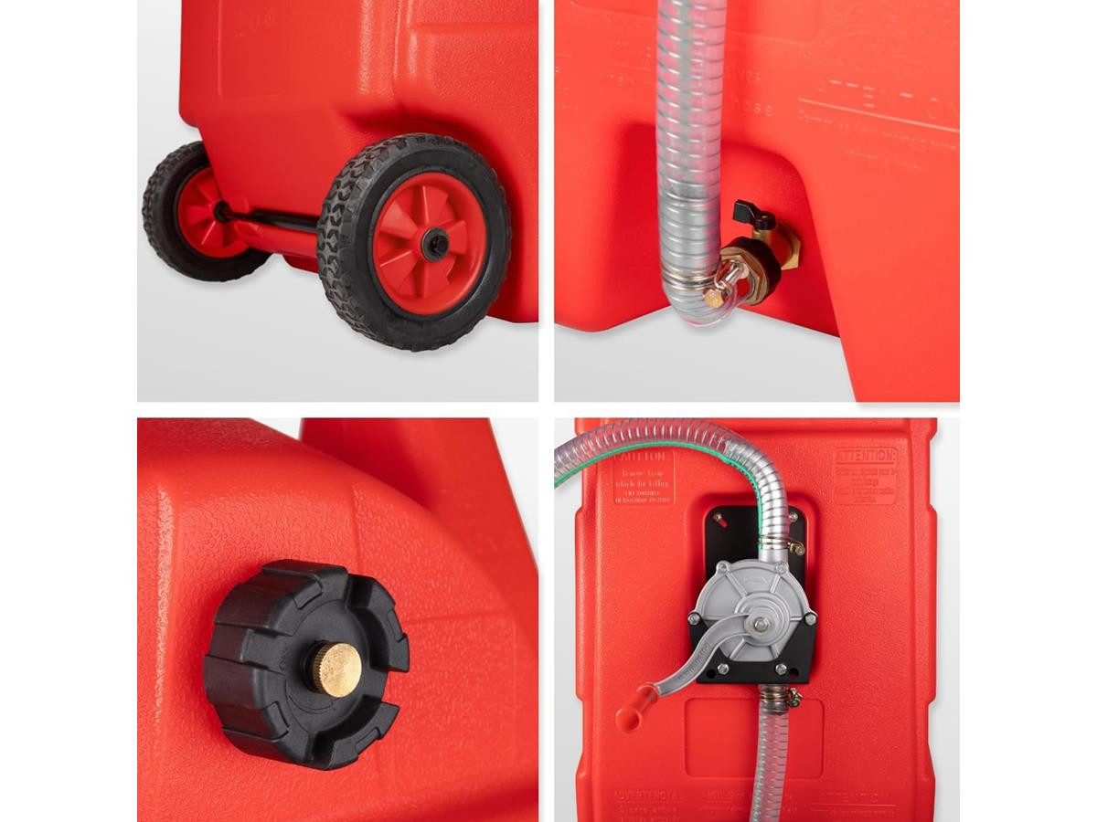 WALTER Benzinkanister Kraftstofftrolley (1 St), handbetriebene Saugpumpe