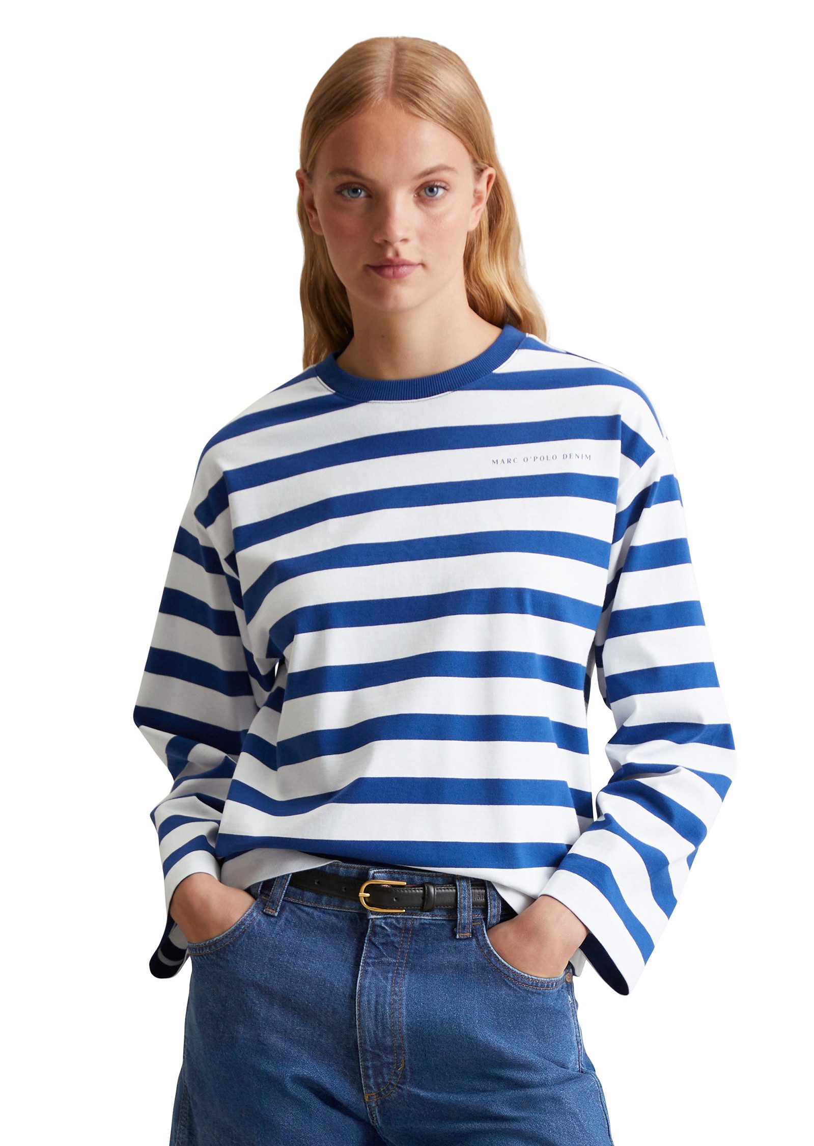 Marc O'Polo DENIM Langarmshirt aus garngefärbtem Heavy Jersey günstig online kaufen