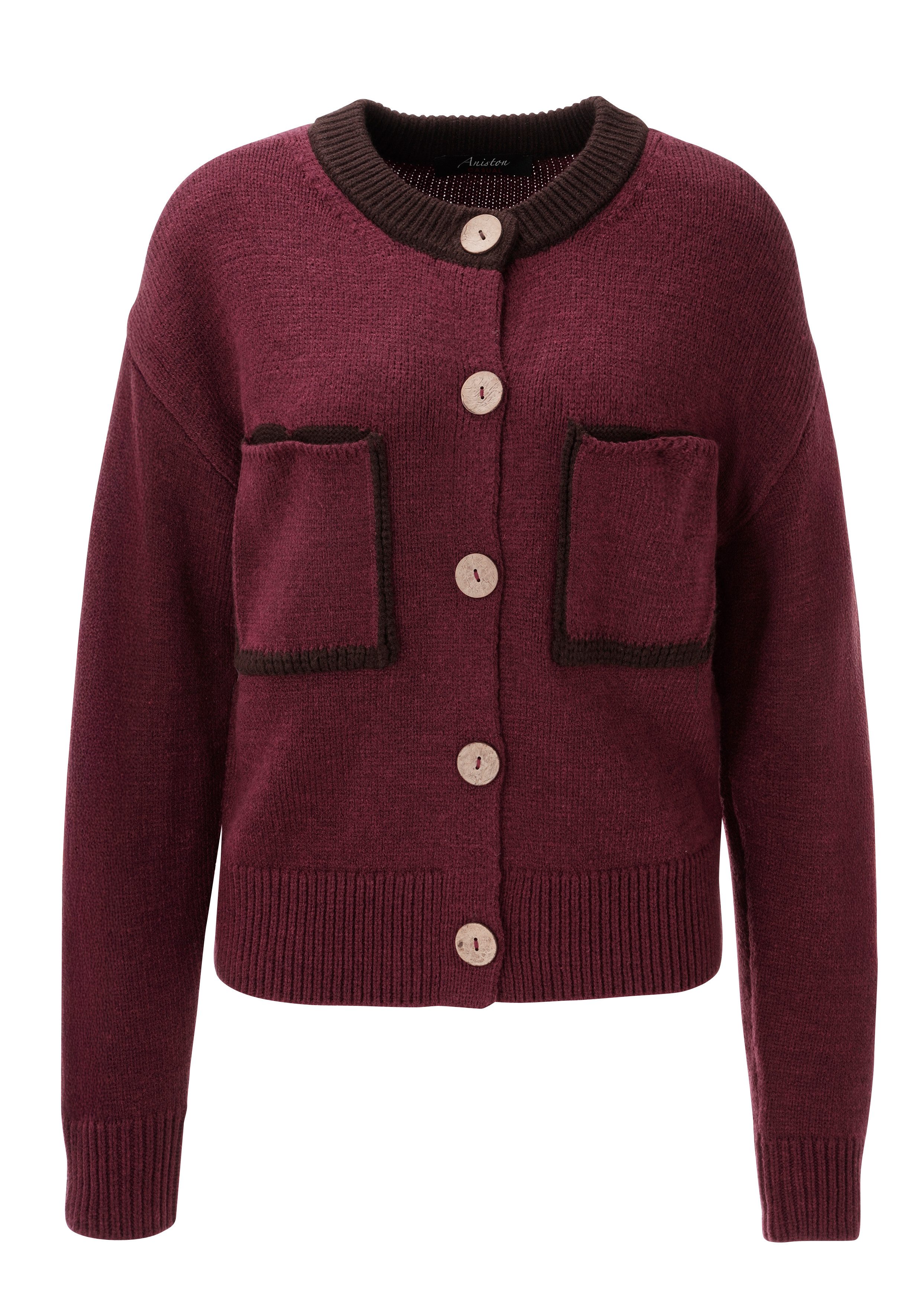 Aniston CASUAL Strickjacke mit dekorativen Knöpfen in Holzoptik zu schließen - NEUE KOLLEKTION – Bild 5 von 5