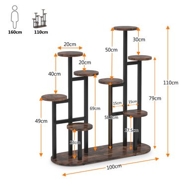 Tribesigns Blumenständer 5-stufiger Metall-Pflanzenständer, mit 8 Ablagen, 105 x 40 x 100cm