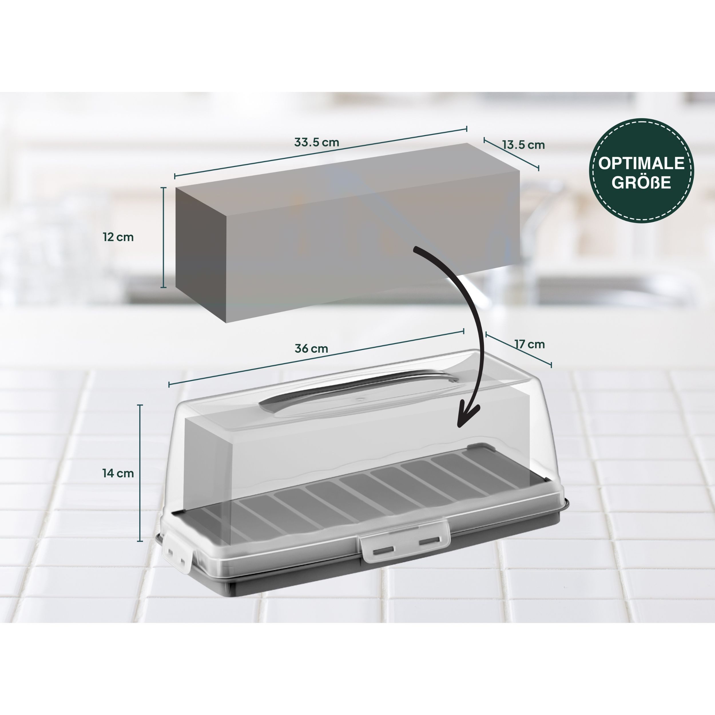 uandu home Kuchentransportbox Tortentransportbox mit Haube und Griff, Kuchenbehälter, Tortenbehälter, (Tortentransportbox mit Haube und Griff, BPA Frei Tortenbehälter), Dishwasher Safe