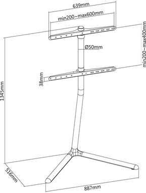 HALTERUNGSPROFI FS06B TV-Ständer, (bis 70,00 Zoll, Aluminium, Kabelführung in der Säule)