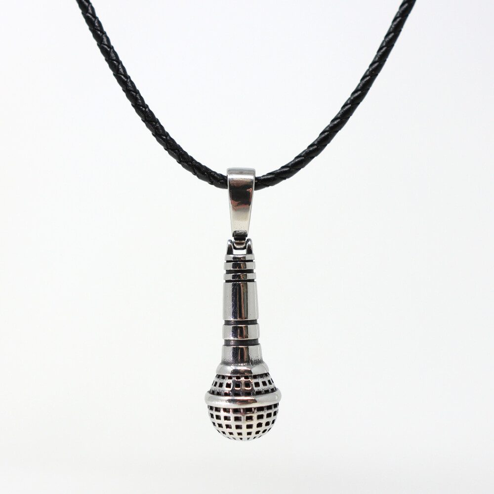 DALMARO Kette mit Anhänger Lederkette Edelstahlkette 316L MIKROFON, Herren günstig online kaufen