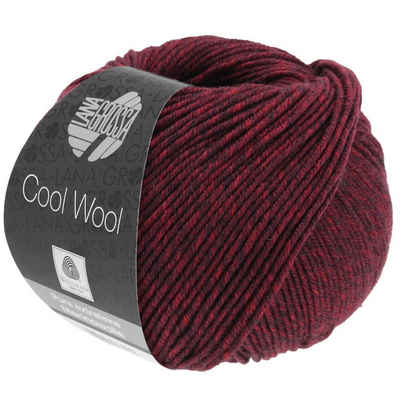 LANA GROSSA Lana Grossa - Cool Wool Melange 7152 dunkelrot schwarzrot meliert Häkelwolle, 160 m