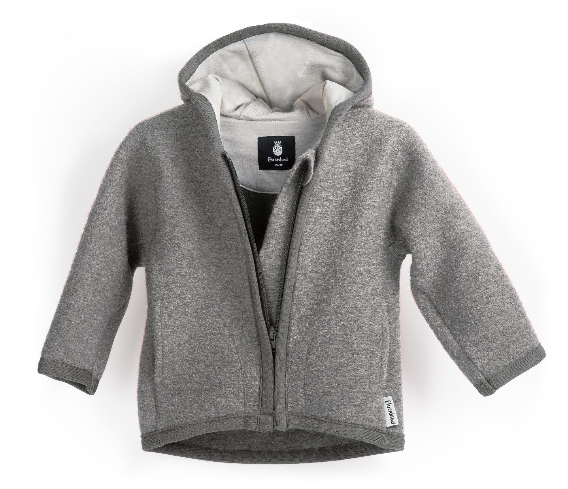 Ehrenkind Walkjacke, Jacke für Kinder aus Merino Schurwolle mit Reißverschluss (aus hochwertiger Walkwolle, atmungsaktiv und temperaturausgleichend) Jacke für Jungen und Mädchen