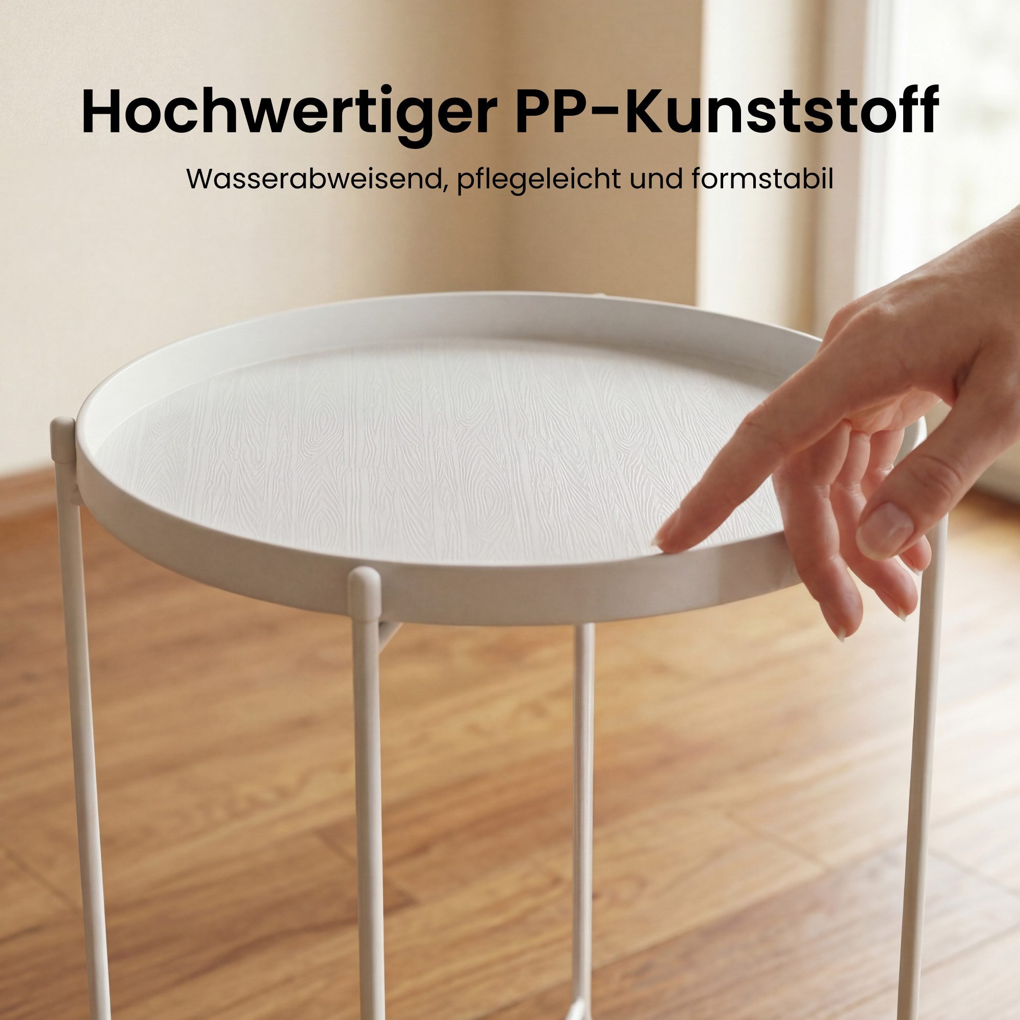 Mai & Mai Beistelltisch Sofatisch mit abnehmbarem Serviertablett vormontiert Reglo-08 (2-St), X-förmige Konstruktion,Tablett aus Papierkordel oder Kunststoff