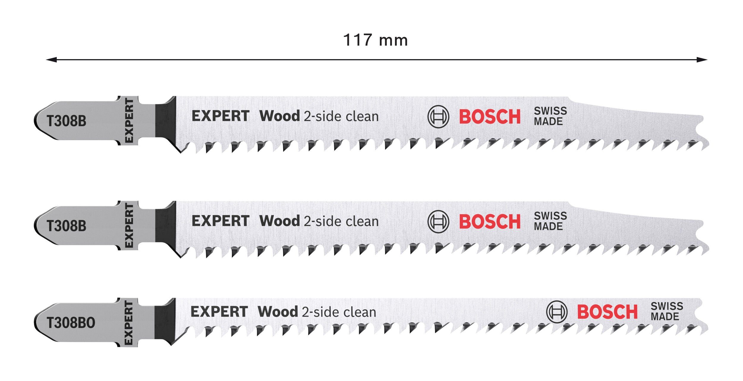 BOSCH Stichsägeblatt for Expert Wood Set Expert Wood Extra-Clean 3-teilig 2-side, 