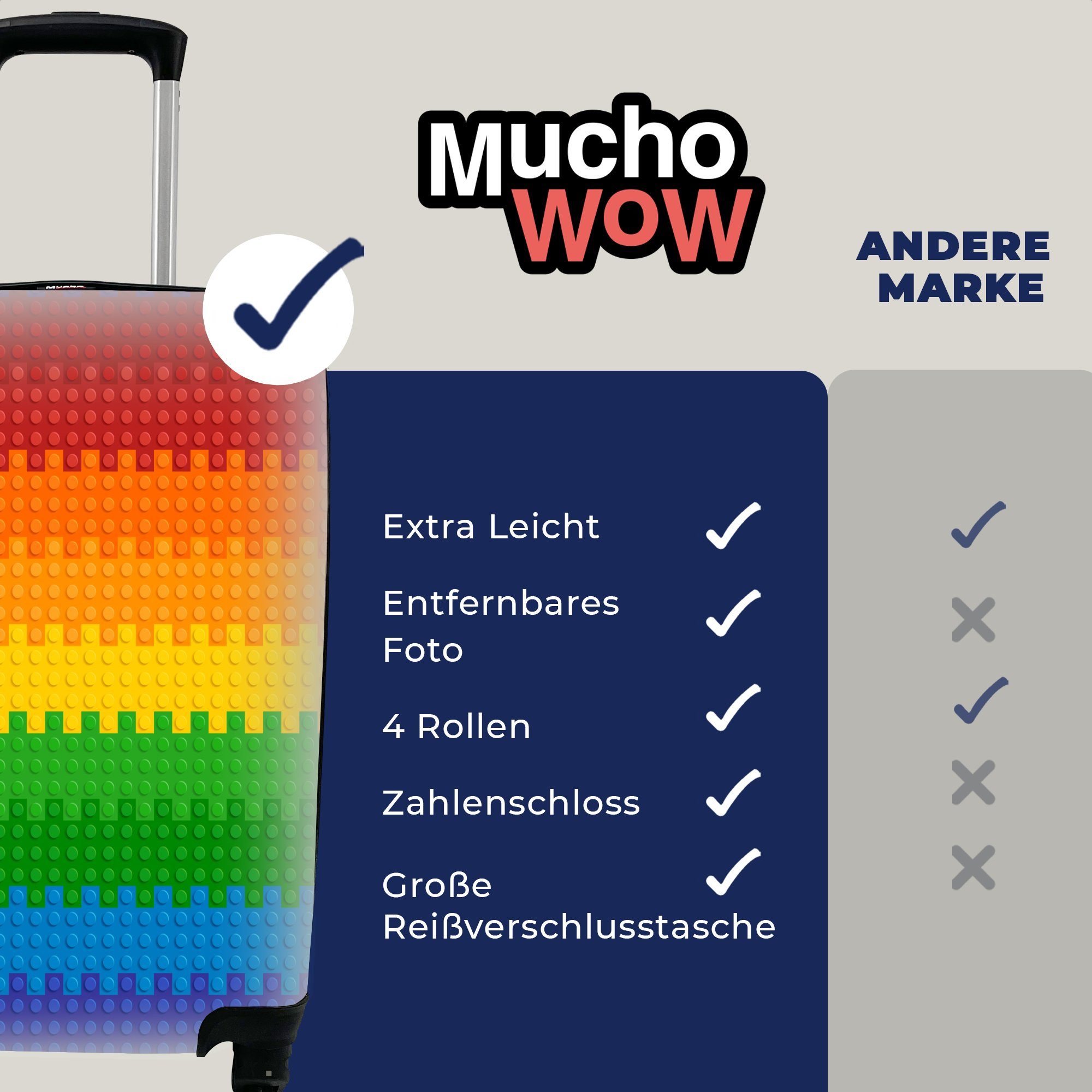 MuchoWow Trolley, 4 Handgepäck Regenbogen, Reisetasche für Patoon Reisekoffer mit Rollen, Ferien, Handgepäckkoffer rollen, -