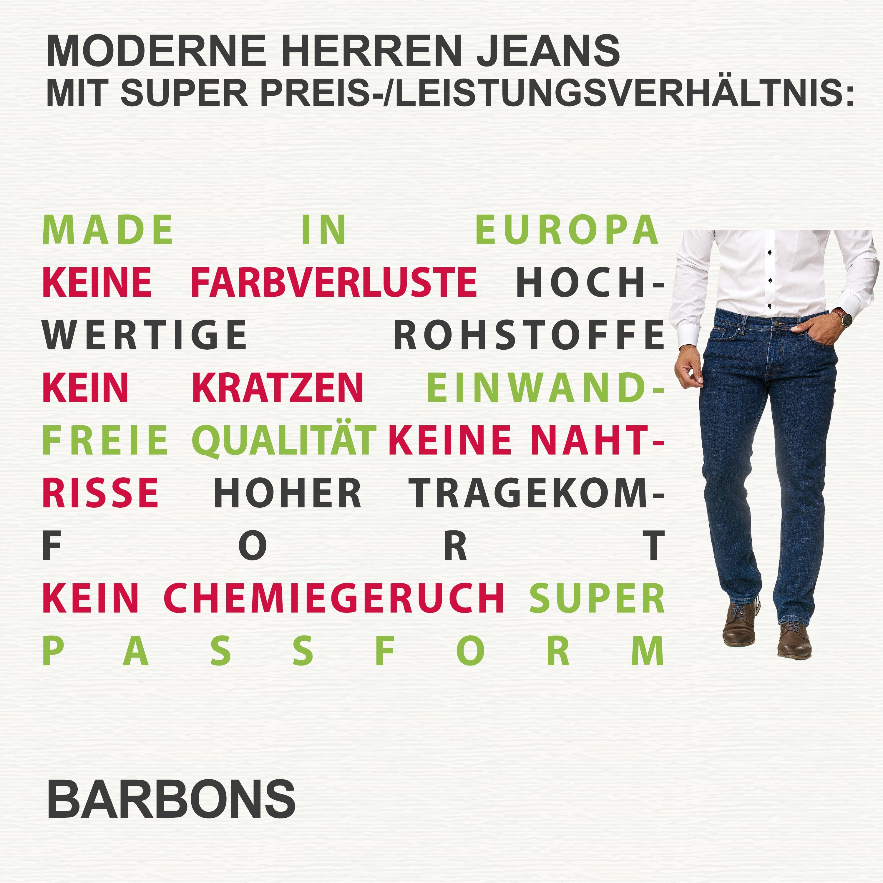 04-Grau Herren 5-Pocket-Jeans 5-Pocket Fit Regular BARBONS Design