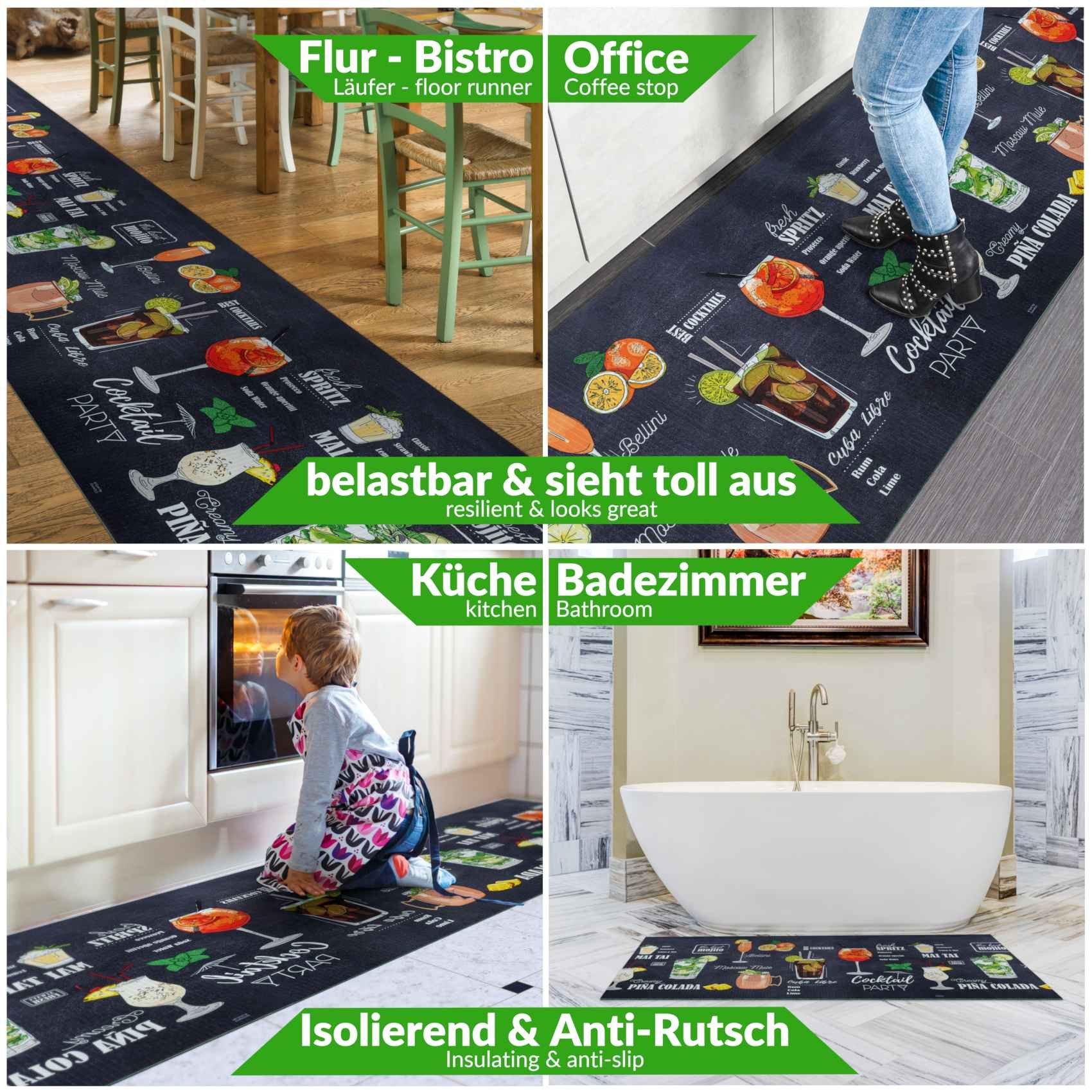 ANRO Küchenläufer Hochwertig GreenLine Flurläufer Teppichläufer Textil, Eckig, Höhe: 3 mm, Textil
