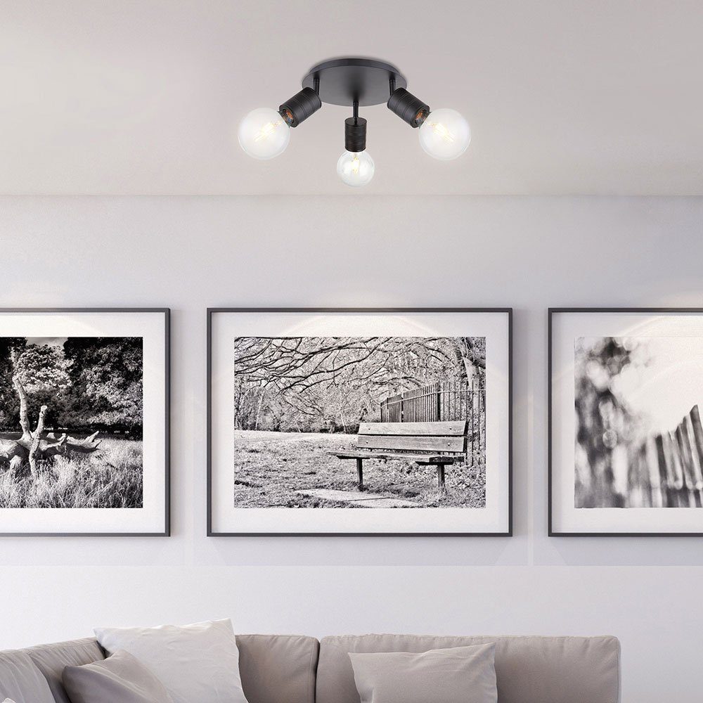 GLOBO LIGHTING Deckenleuchte, Leuchtmittel nicht inklusive, Deckenleuchte 3 Flammig Deckenstrahler schwenkbar schwarz E27 Metall