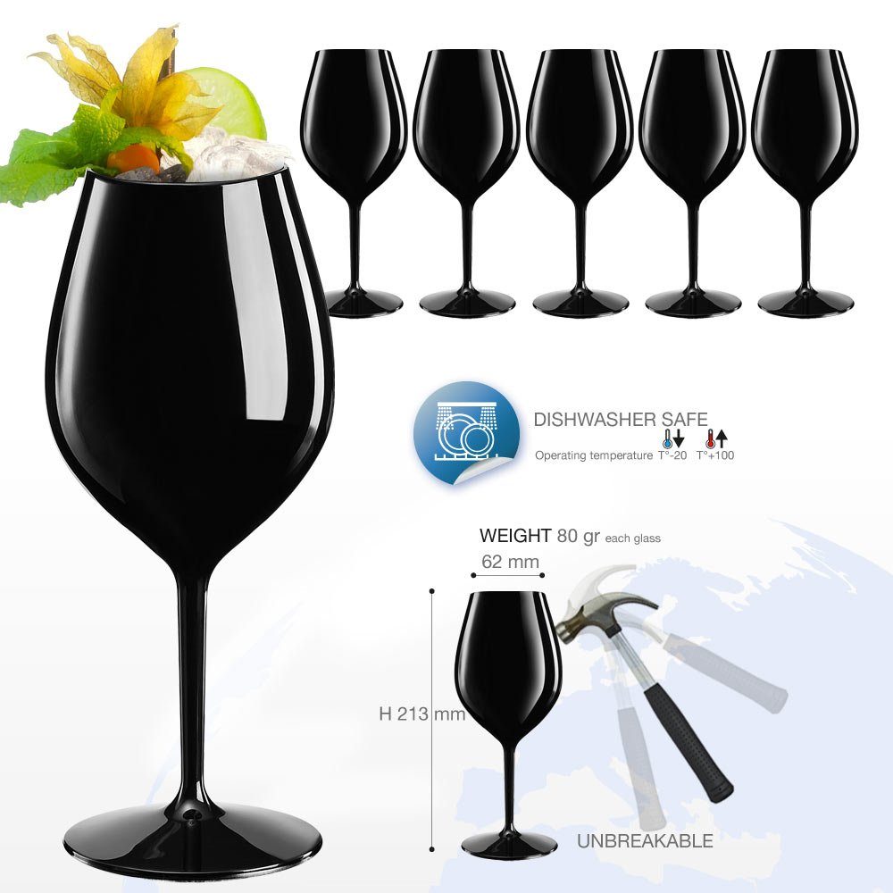 Doimoflair Rotweinglas DoimoFlair Weingläser aus Kunststoff bruchsicher Plastik 51 cl., 6-tlg.