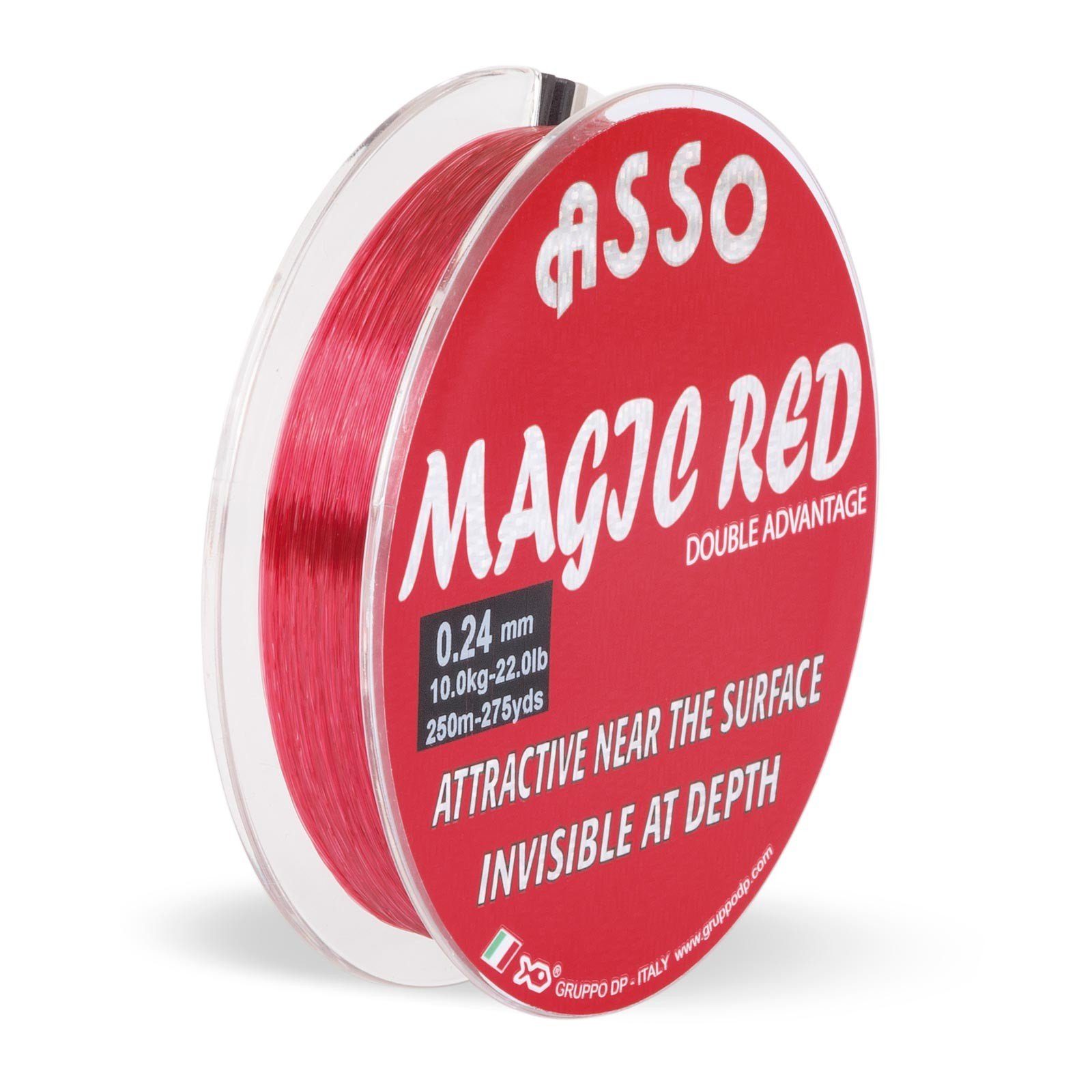 ASSO Angelschnur, 1000 m Länge, ASSO Magic Red Mono 1000m 0,50mm 21,00kg Red Monofile Angelschnur
