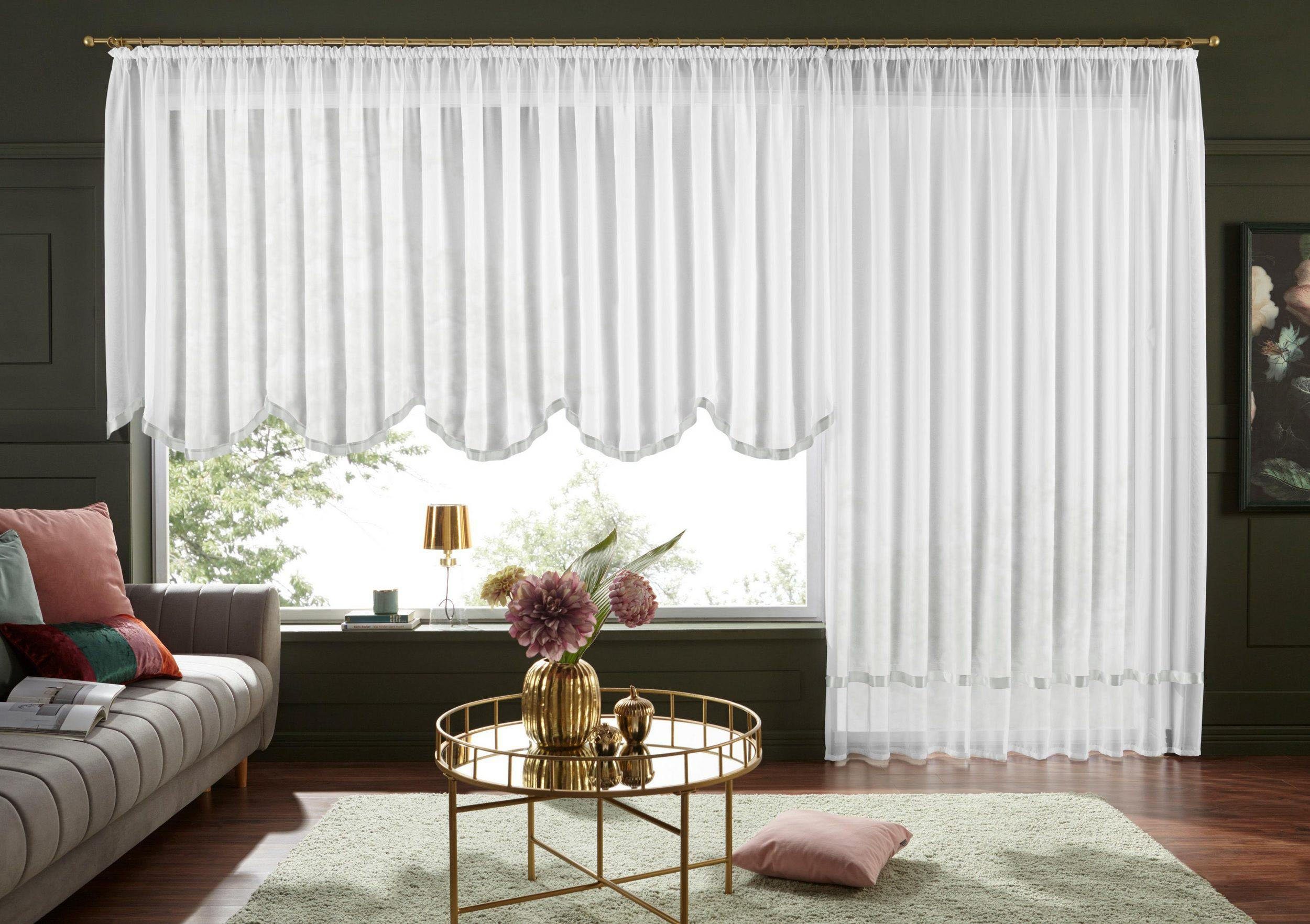 Bogenstore Eby, my home, Kräuselband (1 St), transparent, Voile, Transparent Polyester dunkelbeige