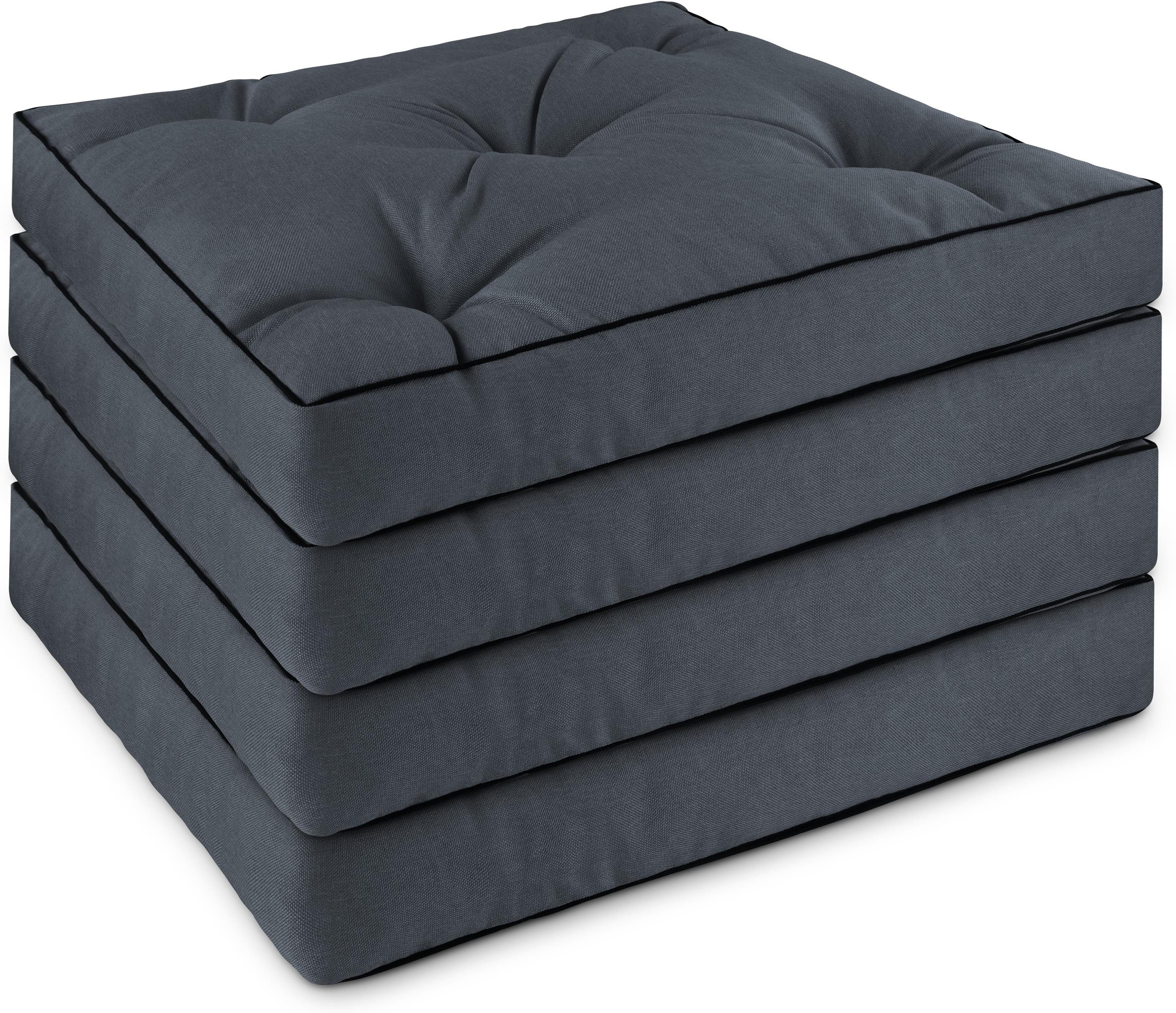 Aspero Sitzauflage 4 Stuhlkissen 58x58 cm Cartagena, Gepolstertes Sitzkissen Outdoor Auflage mit Steppung