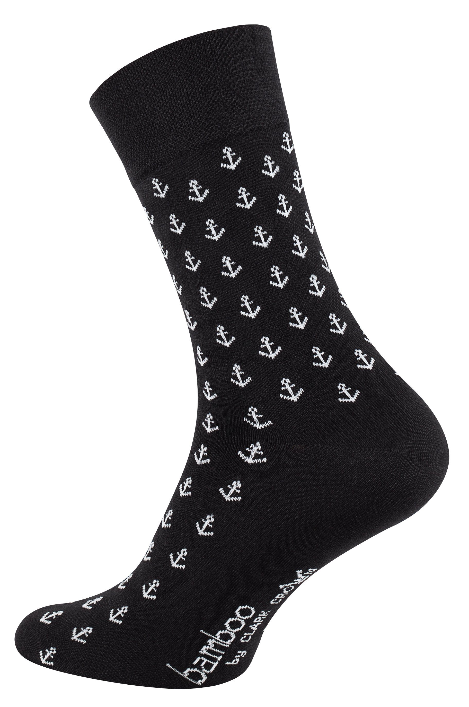 Viskose Clark und Crown® weich atmungsaktiv Socken (6-Paar) Ankerdesign durch