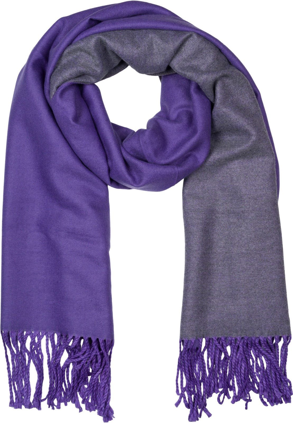 styleBREAKER Modeschal 2-Farbiger Schal mit Fransen, (1-St) günstig online kaufen