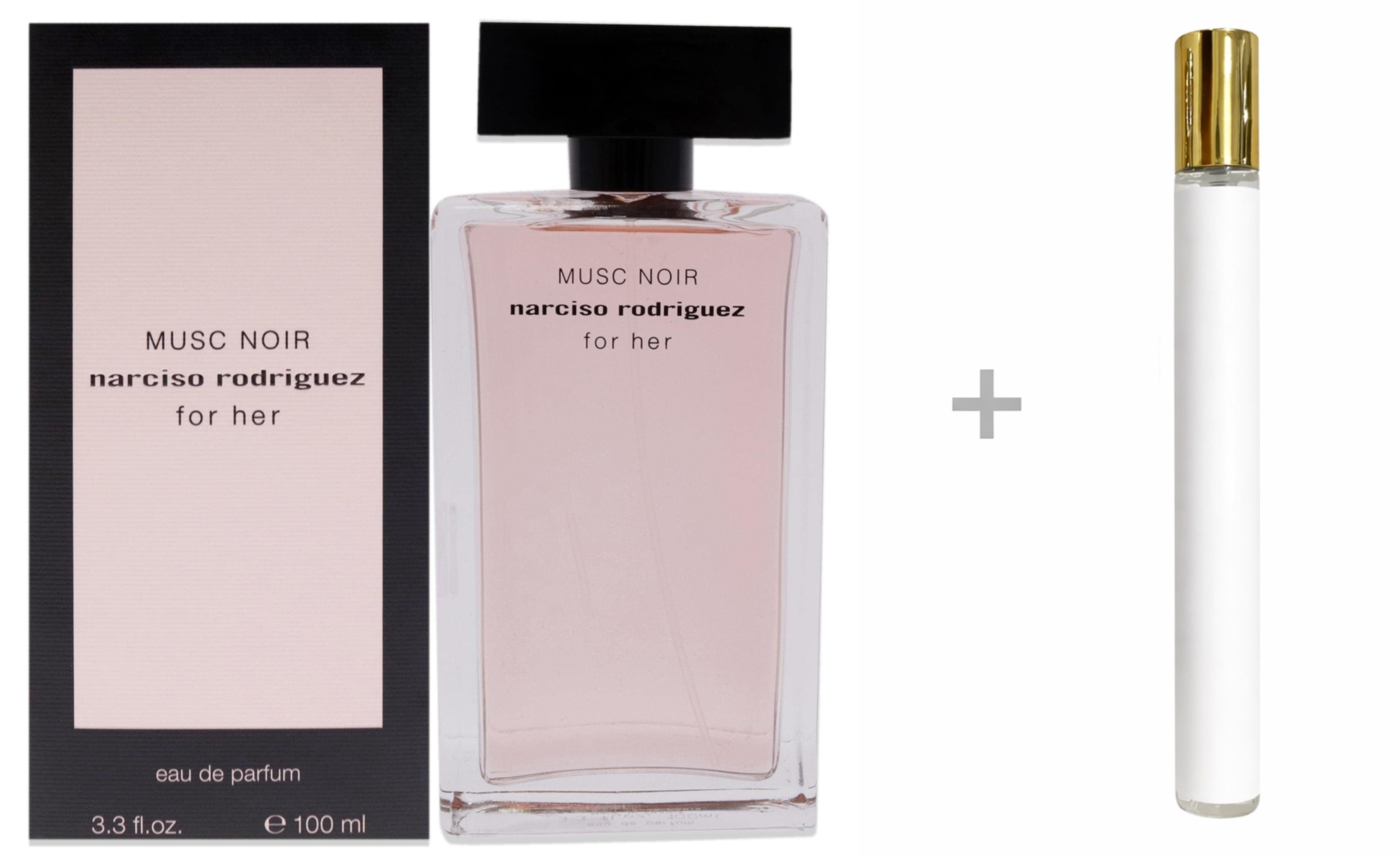narciso rodriguez Duft-Set Musc Noir For Her Eau de Parfum (EDP) Damen Spray, Fruchtiger-moschus Duft mit Pflaume und Wildleder - mit Reiseduft