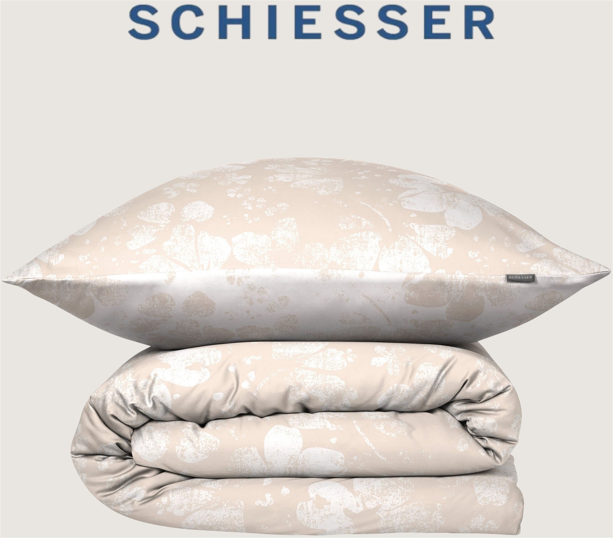 Schiesser Bettwäsche Mona aus elegantem Baumwollsatin mit floralem Design, Satin, 2 teilig, MADE IN GREEN by OEKO-TEX®