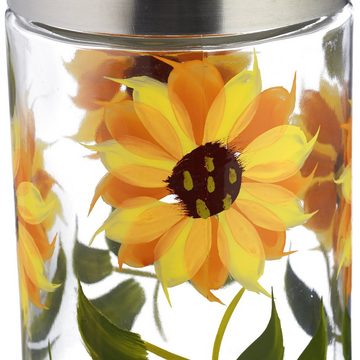 relaxdays Vorratsglas Vorratsgläser Blumenmuster 4er Set, Glas